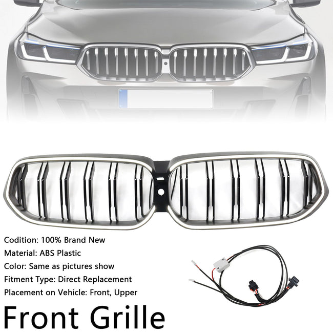 2020-2025 BMW 6 Series G32 Double Slat Black Front Kidney Grill Grille