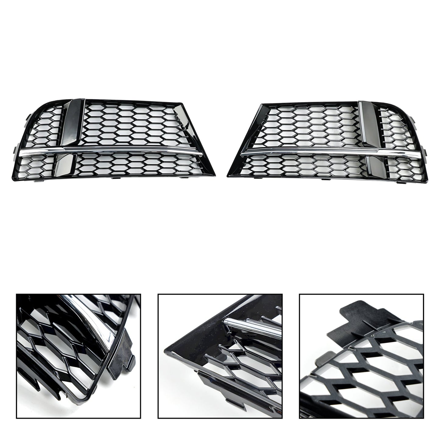 Front Fog Light Cover Bezel Grill Grille Fit AUDI A3 S-LINE 2017-2019 8V