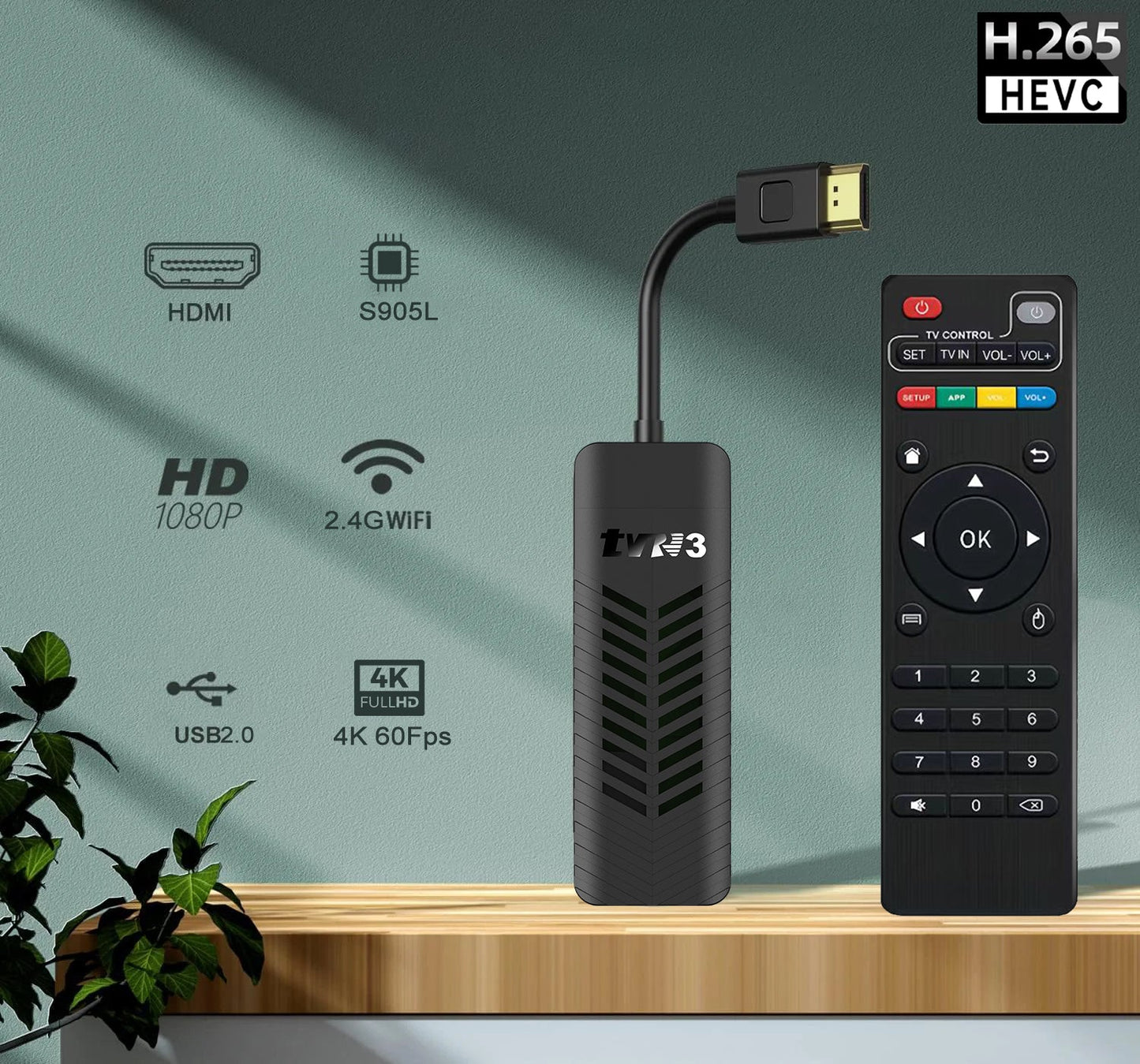 TVR3-S TV Stick Android14.0 Ram 1GB ROM 8GB Dongle Set-Top Box 4K Player TV BOX