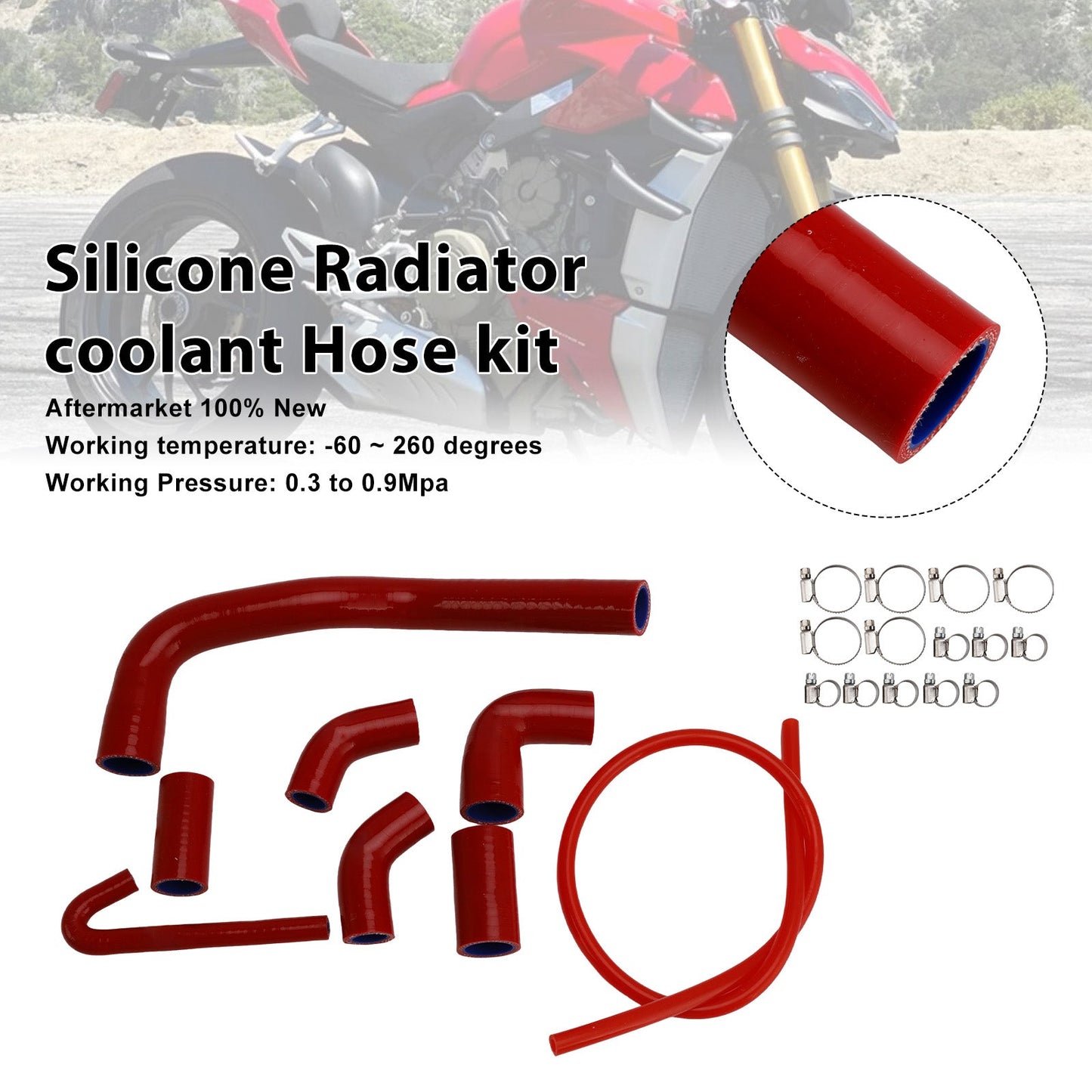 2020-2025 Ducati Streetfighter V4 V4S Silicone Radiator coolant Hose