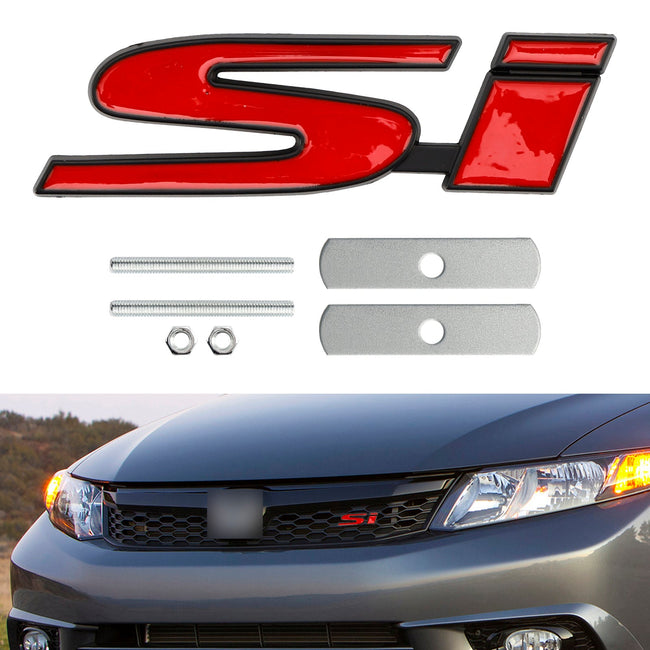 Si Front Grille Emblem Decal Badge for Honda red-black
