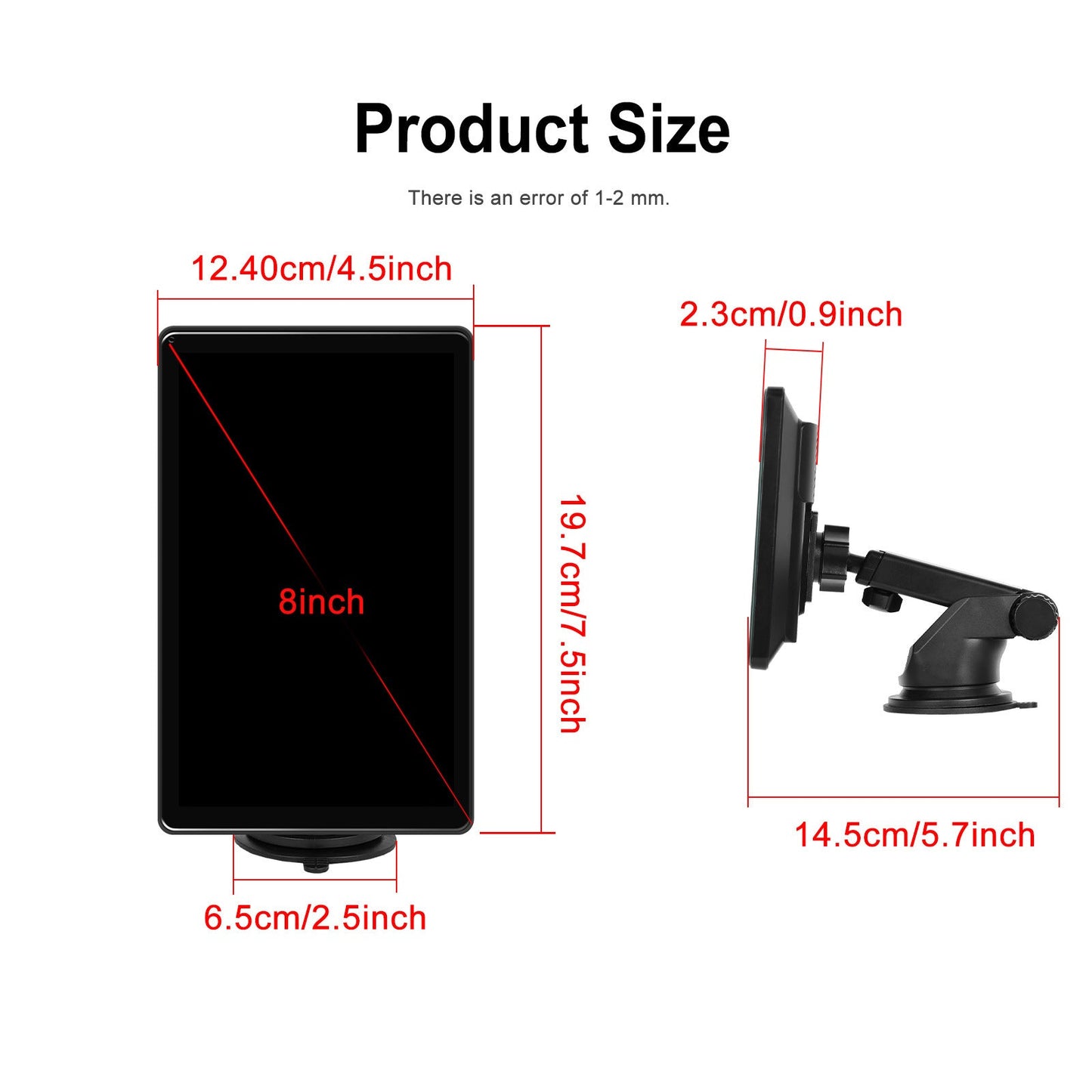 8" Touch Screen Apple CarPlay Android Auto Horizontal Vertical Switching Display