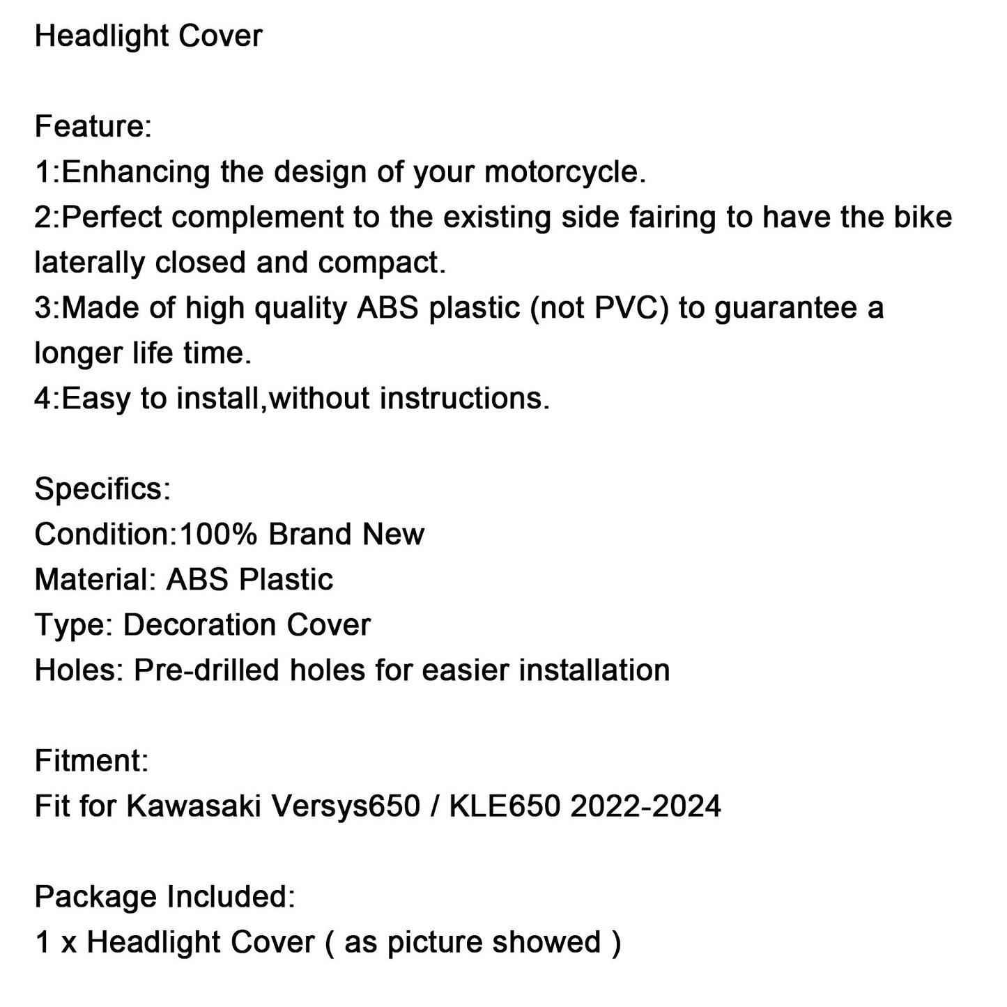 2022-2024 Kawasaki Versys 650 KLE650 Front Nose Headlight Cover Fairing