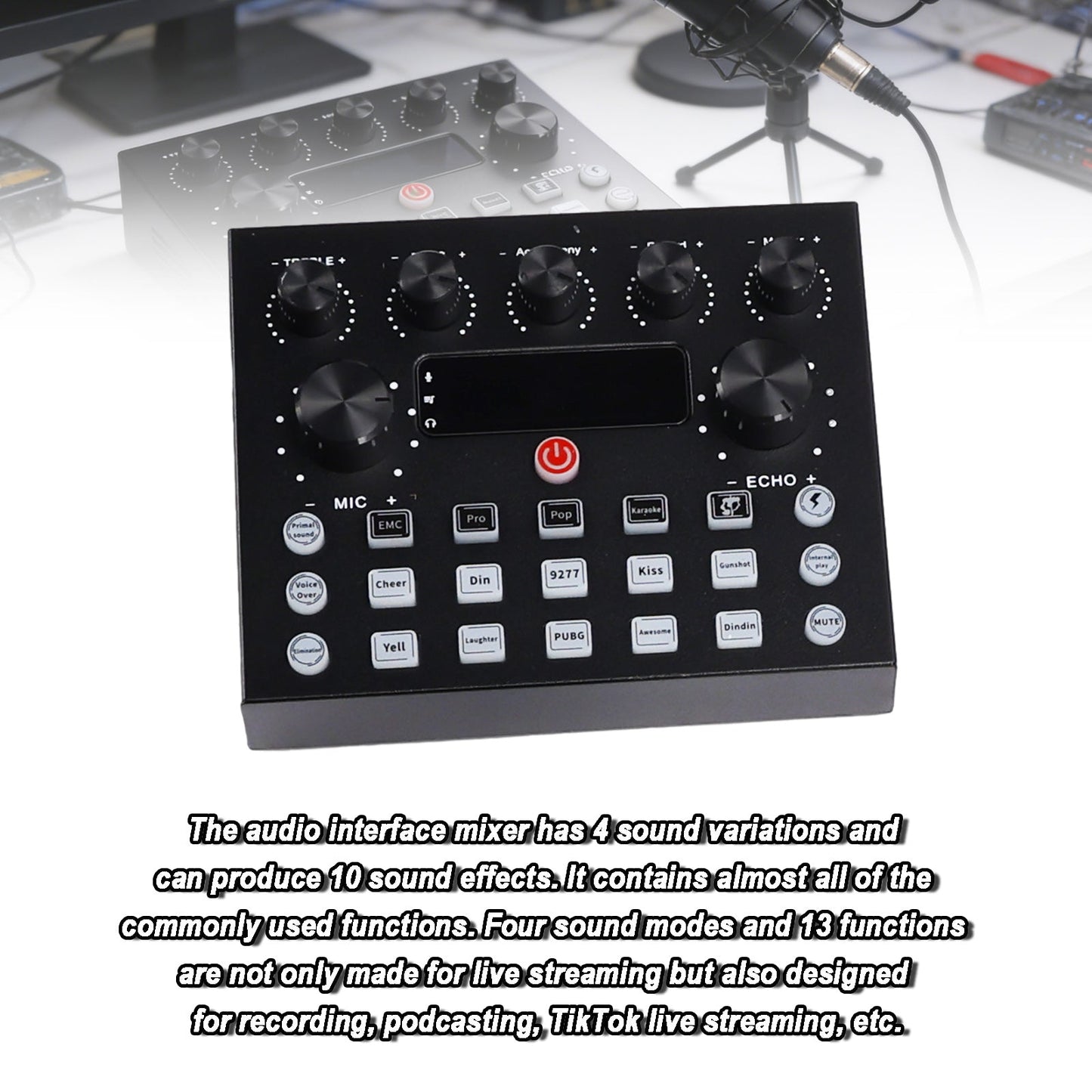 V8s Sound Card Live Sound Card Set for Podcast Record Sing Streaming and Gaming