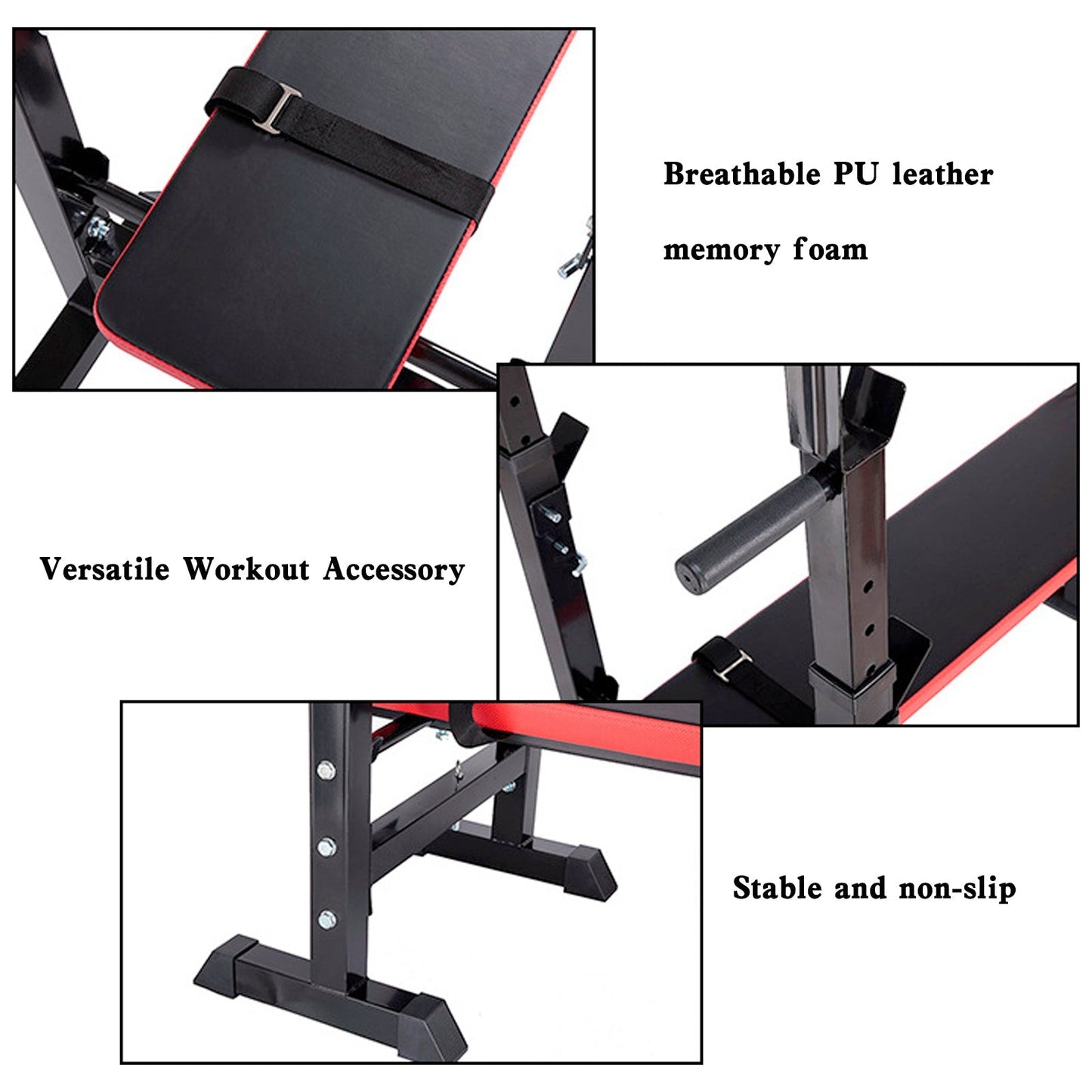 Adjustable Weight Bench Folding Bench Press Bench w/Barbell Rack Pec workout