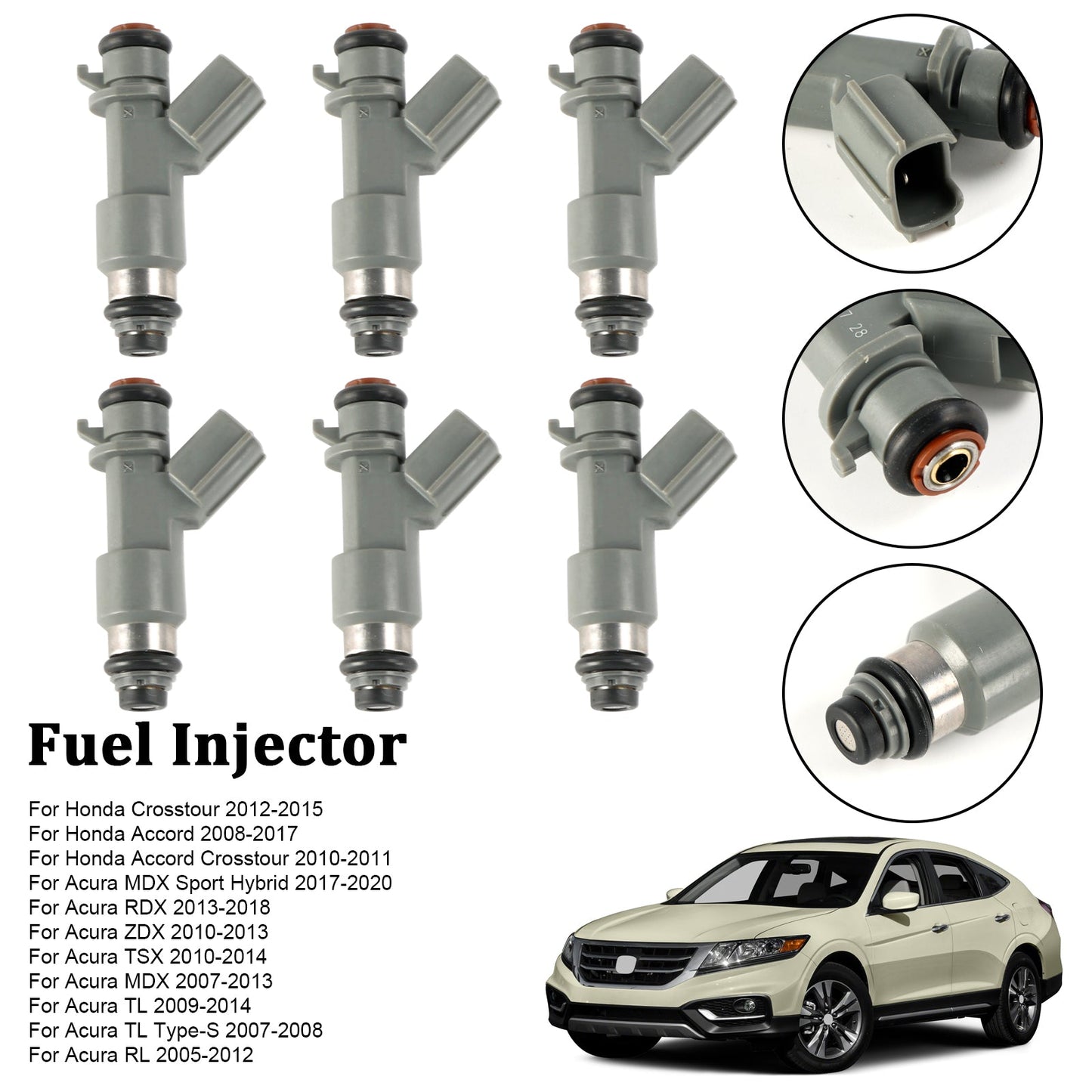 2012-2015 Honda Crosstour 6PCS Fuel Injector 16450-R70-A01