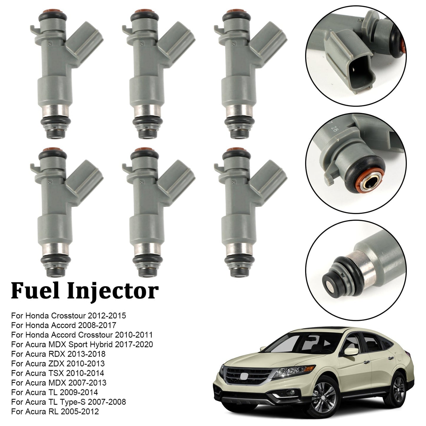 2017-2020 Acura MDX Sport Hybrid 6PCS Fuel Injector 16450-R70-A01