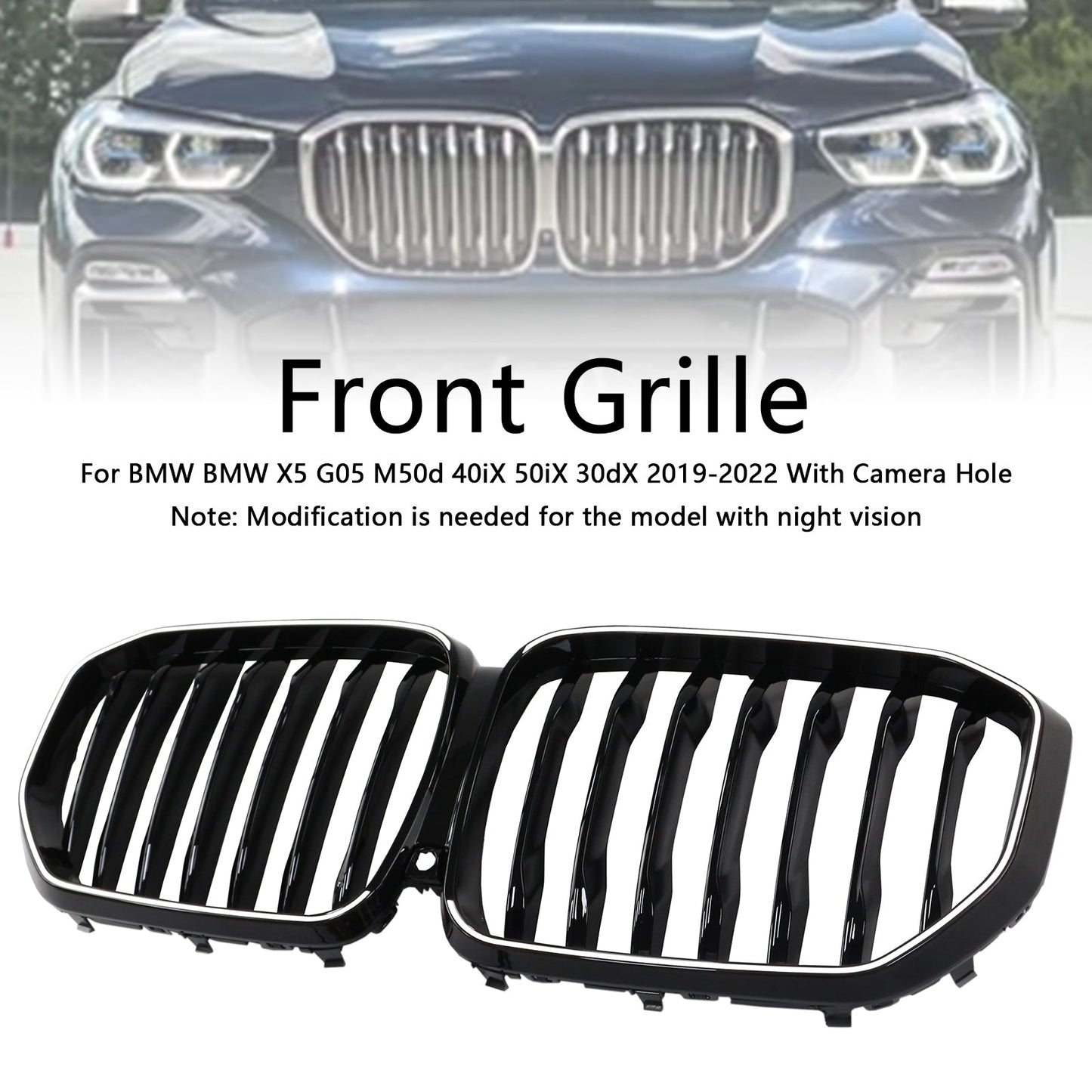2019-2022 BMW X5 G05 Gloss Black Front Kidney Grille M-Performance