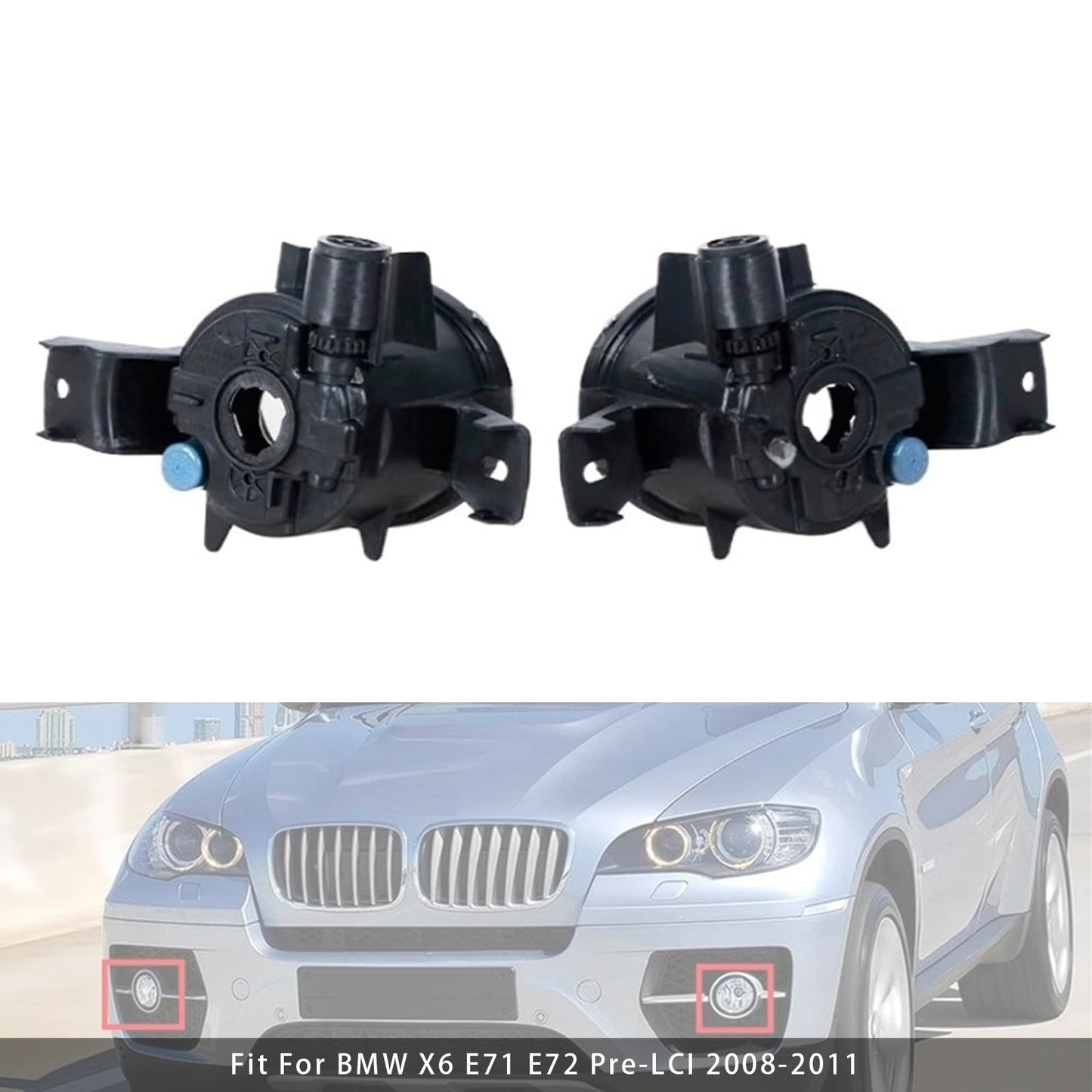 2008-2011 BMW X6 E71 E72 Pair Front Fog Light Lamps Without Bulbs 63177187631
