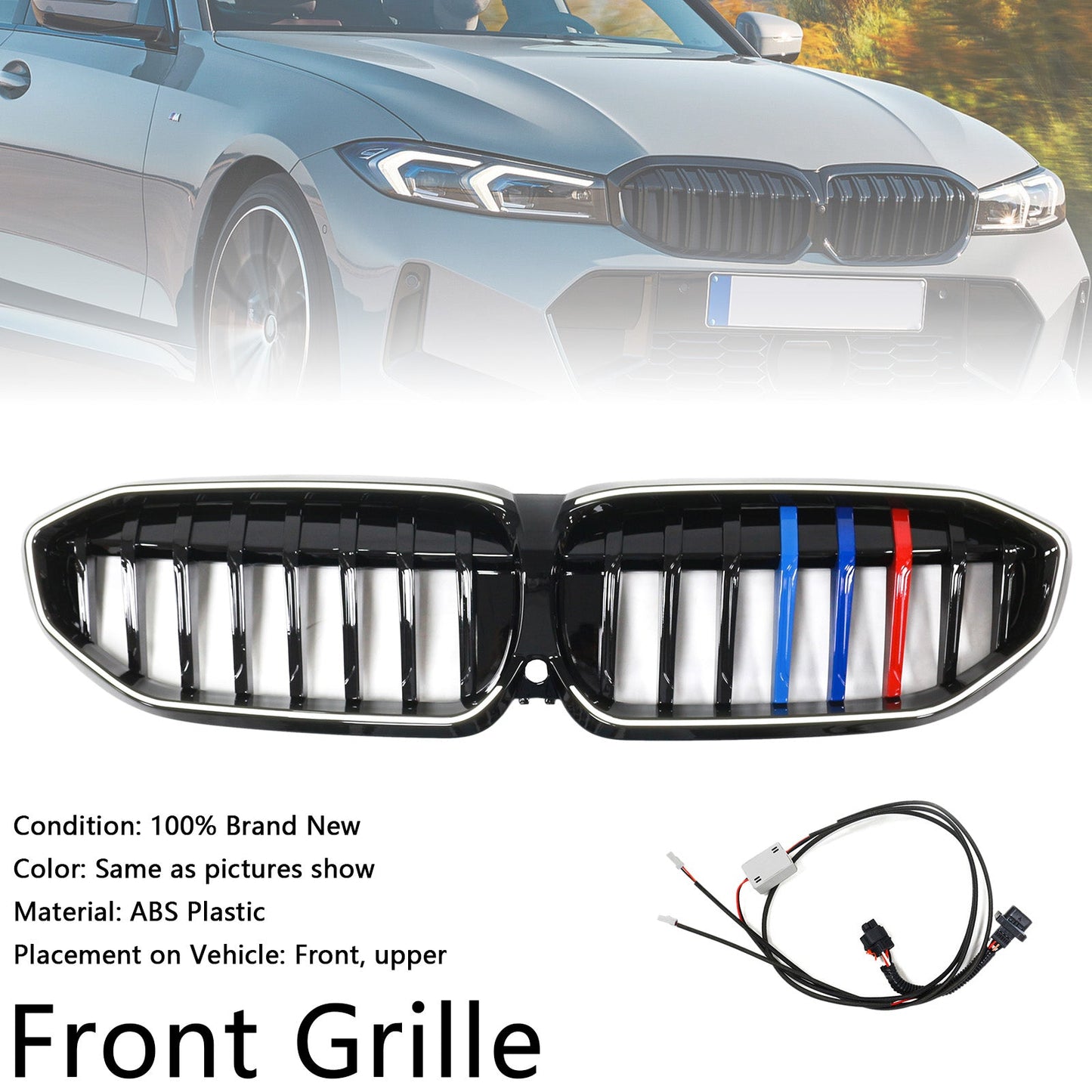 2019-2022 BMW 3 Series G20 M-Style Black Kidney Grille Grill 51138072085