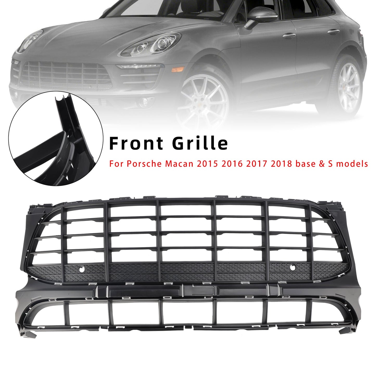 2015-2018 Porsche Macan Black Front Bumper Grill Grille 95B807683H1E0