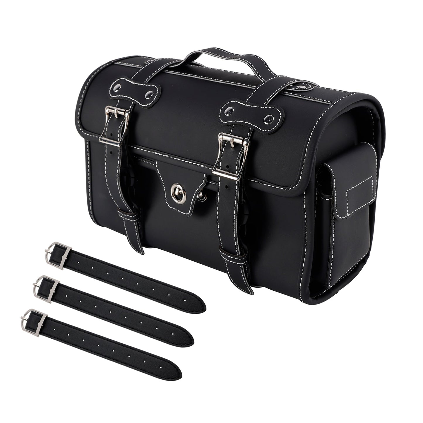 Universal Saddlebag Side Storage Bag Pannier Luggage Pu For Motorcycle Black