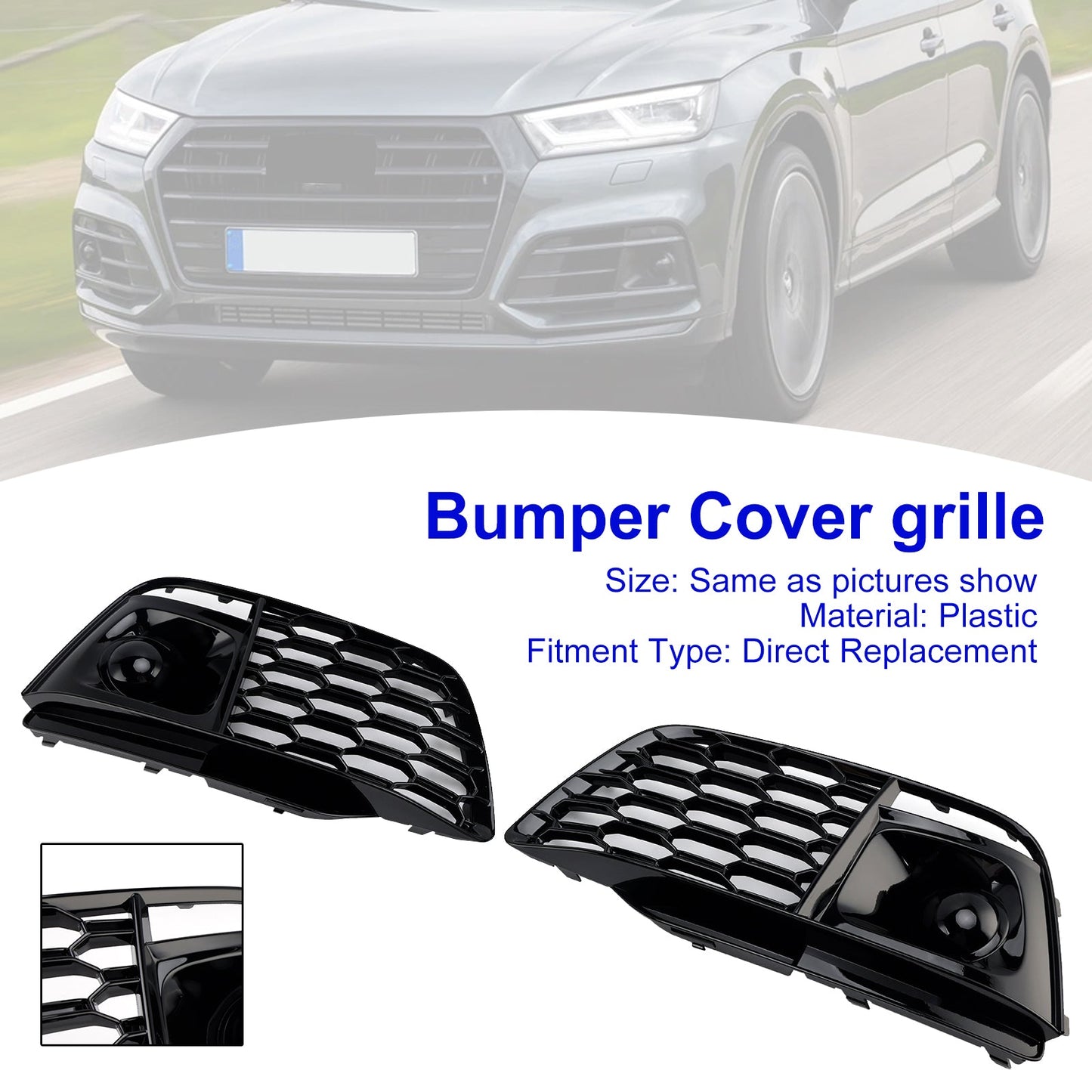 2018-2022 Fit Audi Q5 SQ5 Fog Light Grille Cover 80A807679L Pre-Facelift W/ACC