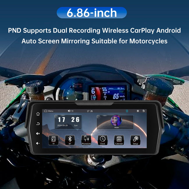 6.86-inch PND Wireless CarPlay Android Auto Screen Mirroring for Motorcycles