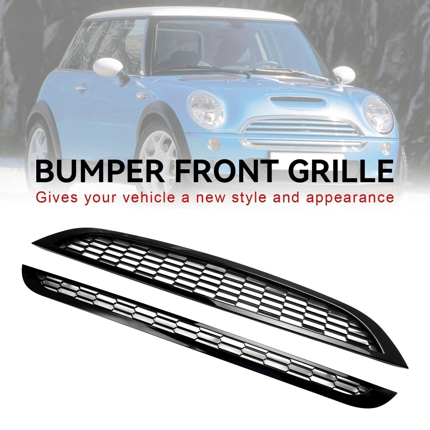 2002-2006 MINI R50 One 1.6i Honeycomb Mesh Front Grill Grille 2PCS