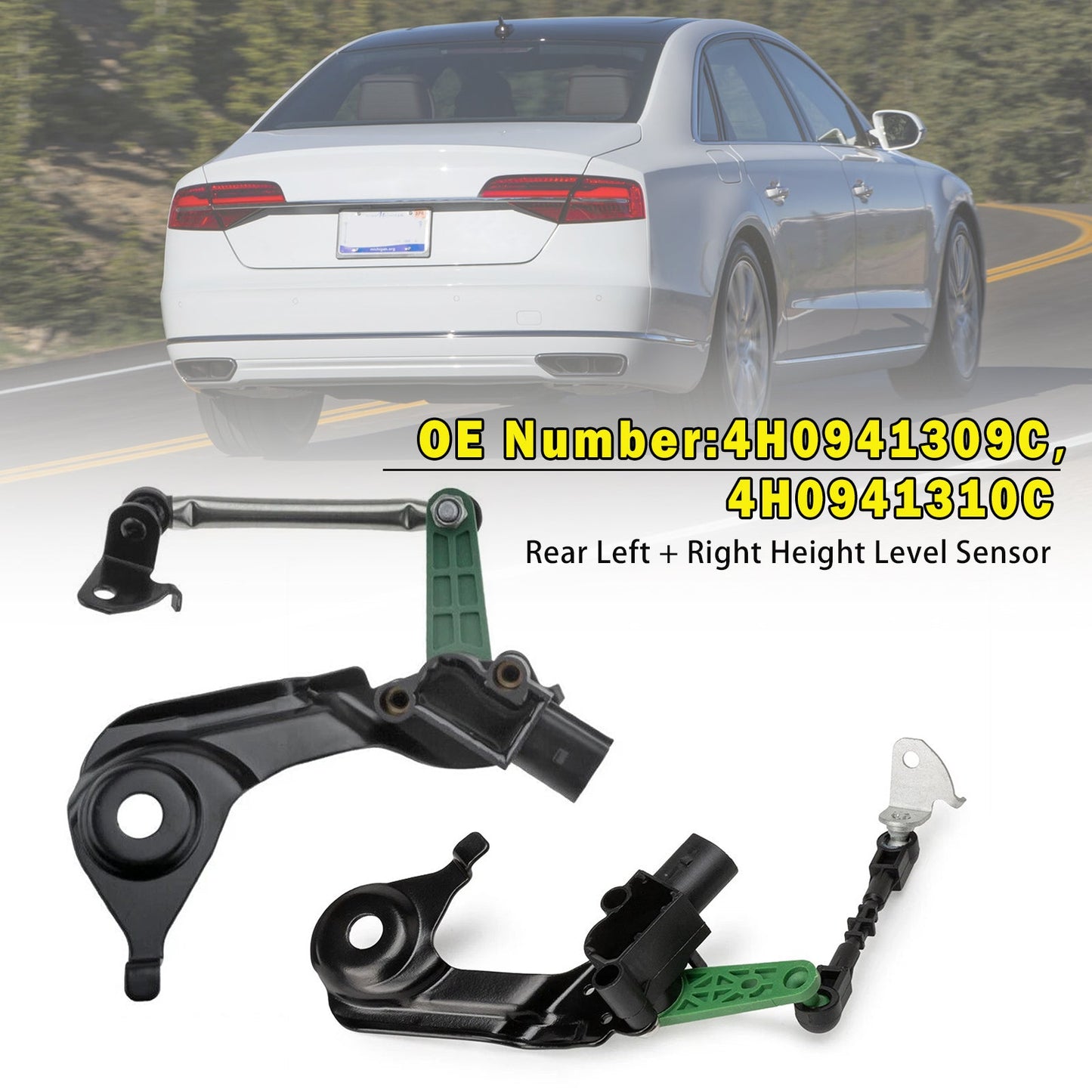 2x Rear Height Level Sensors 4H0941309C 4H0941310C For Audi A6 A8 S6 S7 S8