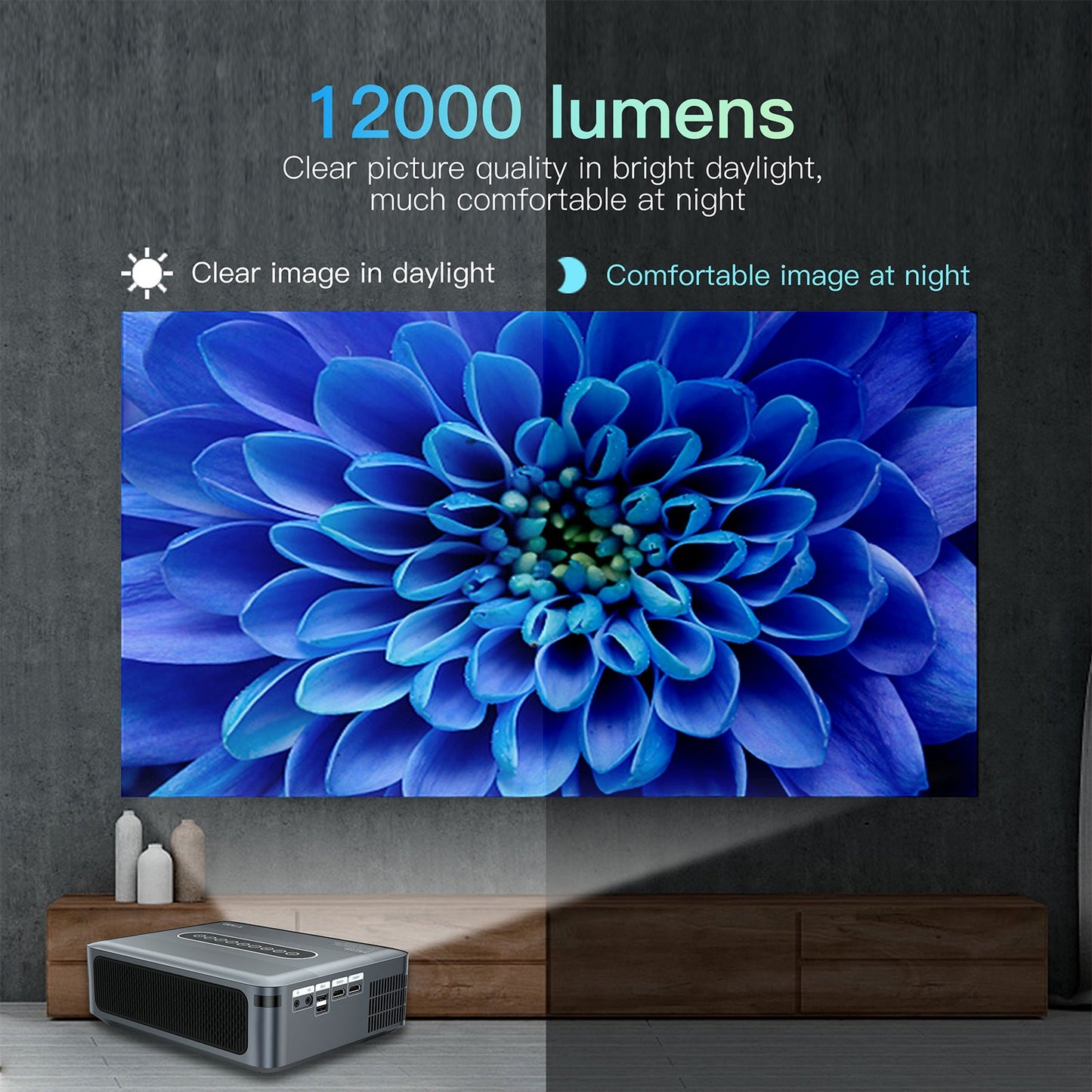 Ultra HD 8K Decoding Projection 1080p Home Movie Projector Phone Laptops Android