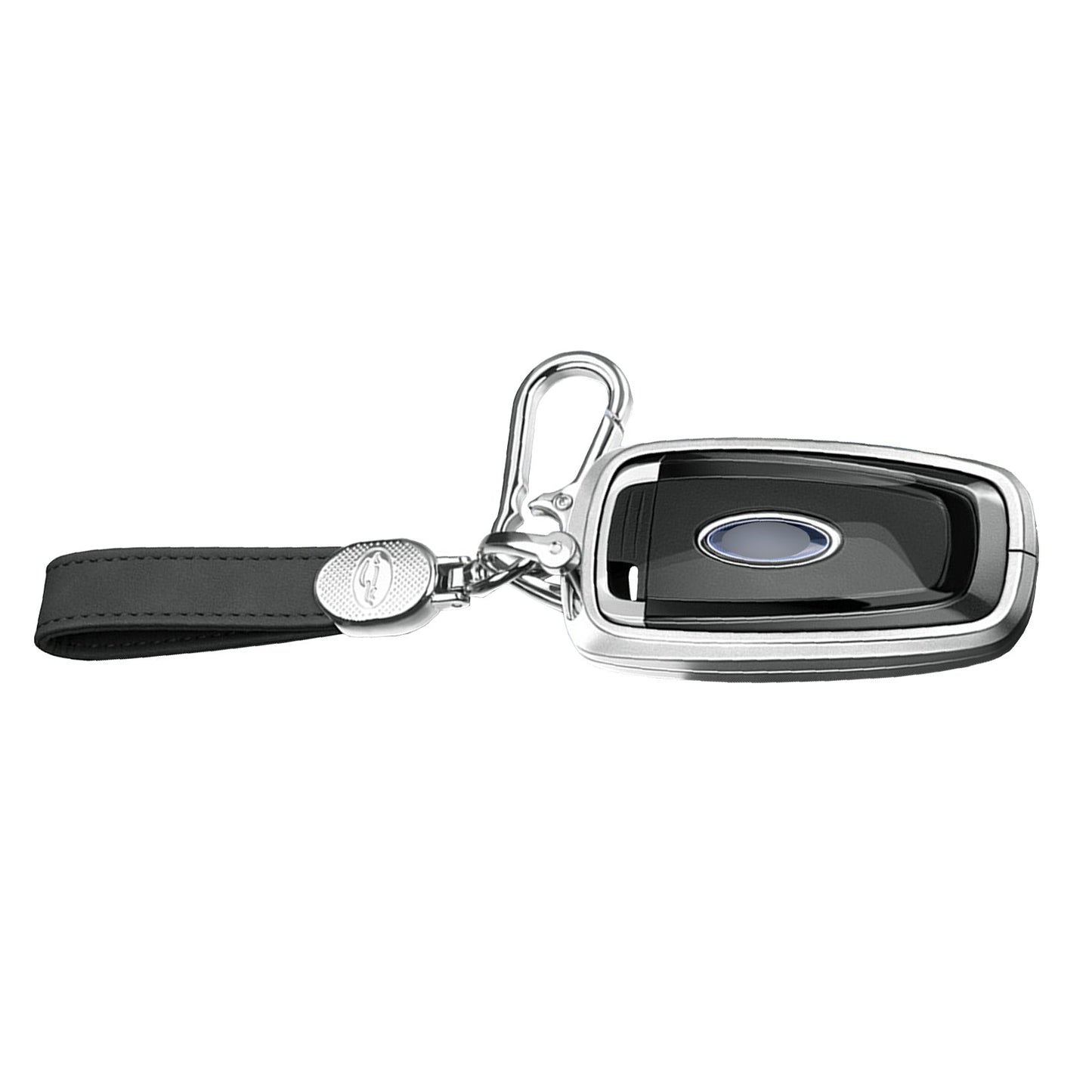 Aluminum Alloy TPU Silvery Car Key Case Cover With Buckle For Ford