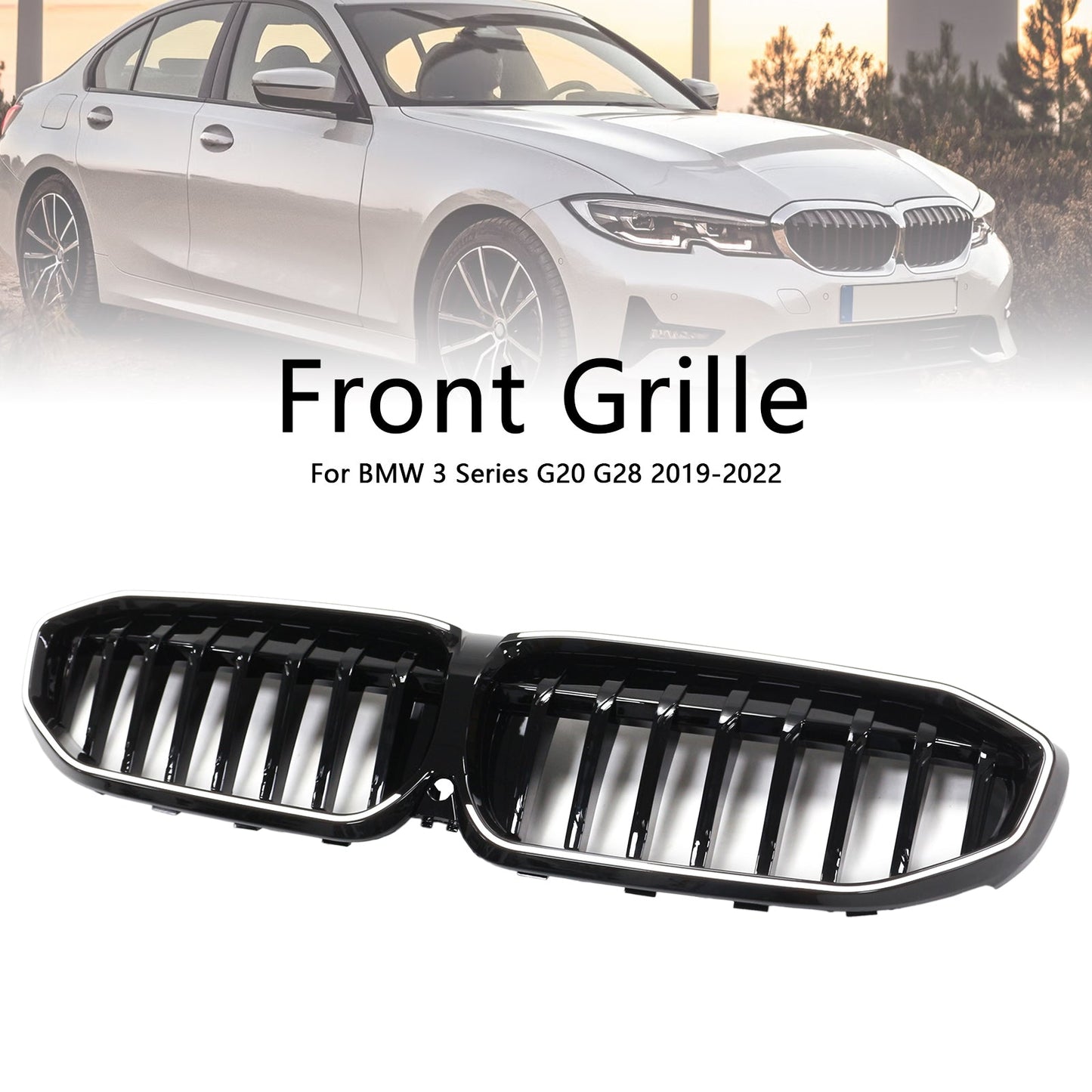 2019-2022 BMW 3 Series G20 Glossy Black Kidney Grille Grill 51138072085