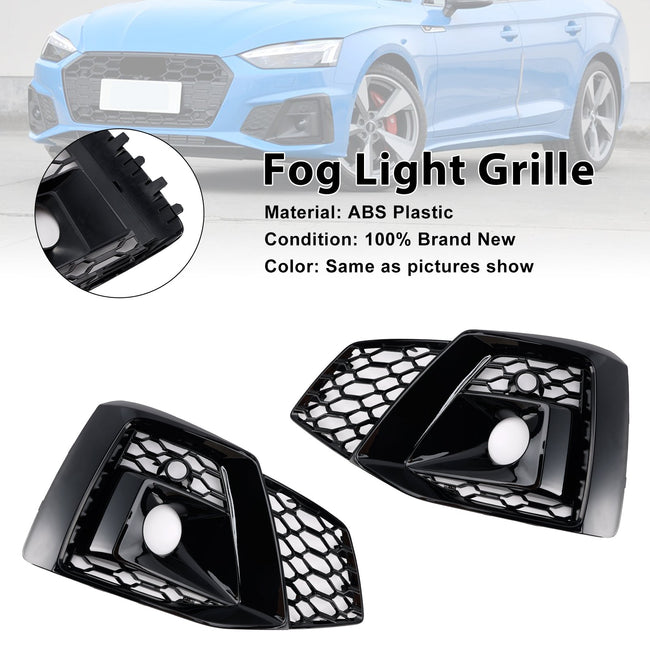 2020-2023 Audi A5 S-line S5 2PCS Front Bumper Fog Light Cover Grille 8W6807682T3Q7
