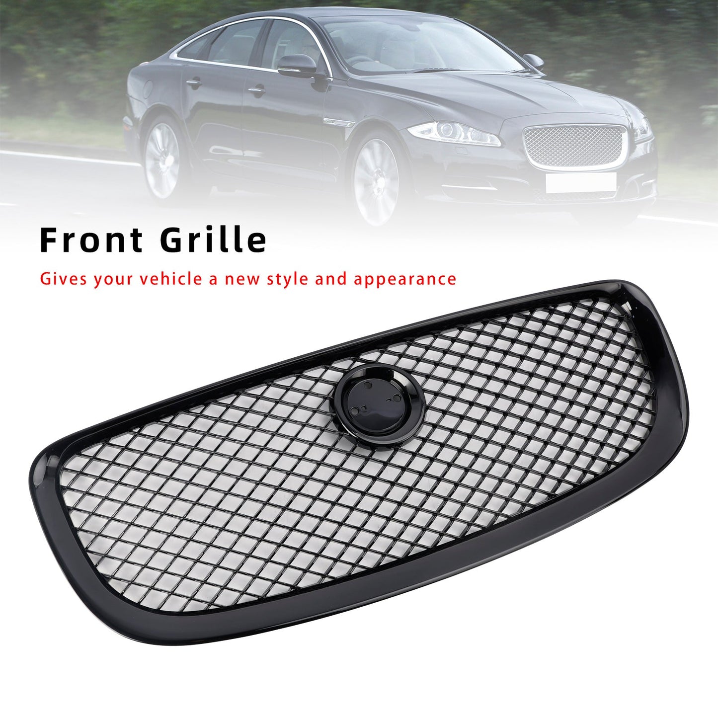 2010-2015 Jaguar XJ Gloss Black Front Bumper Grill Grille