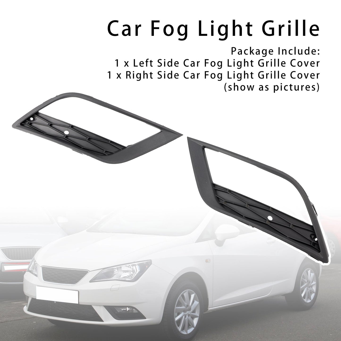 2013-2016 Seat Ibiza MK4 2X Car Front Bumper Fog Light Grilles 6J0853665F 6J0853666F
