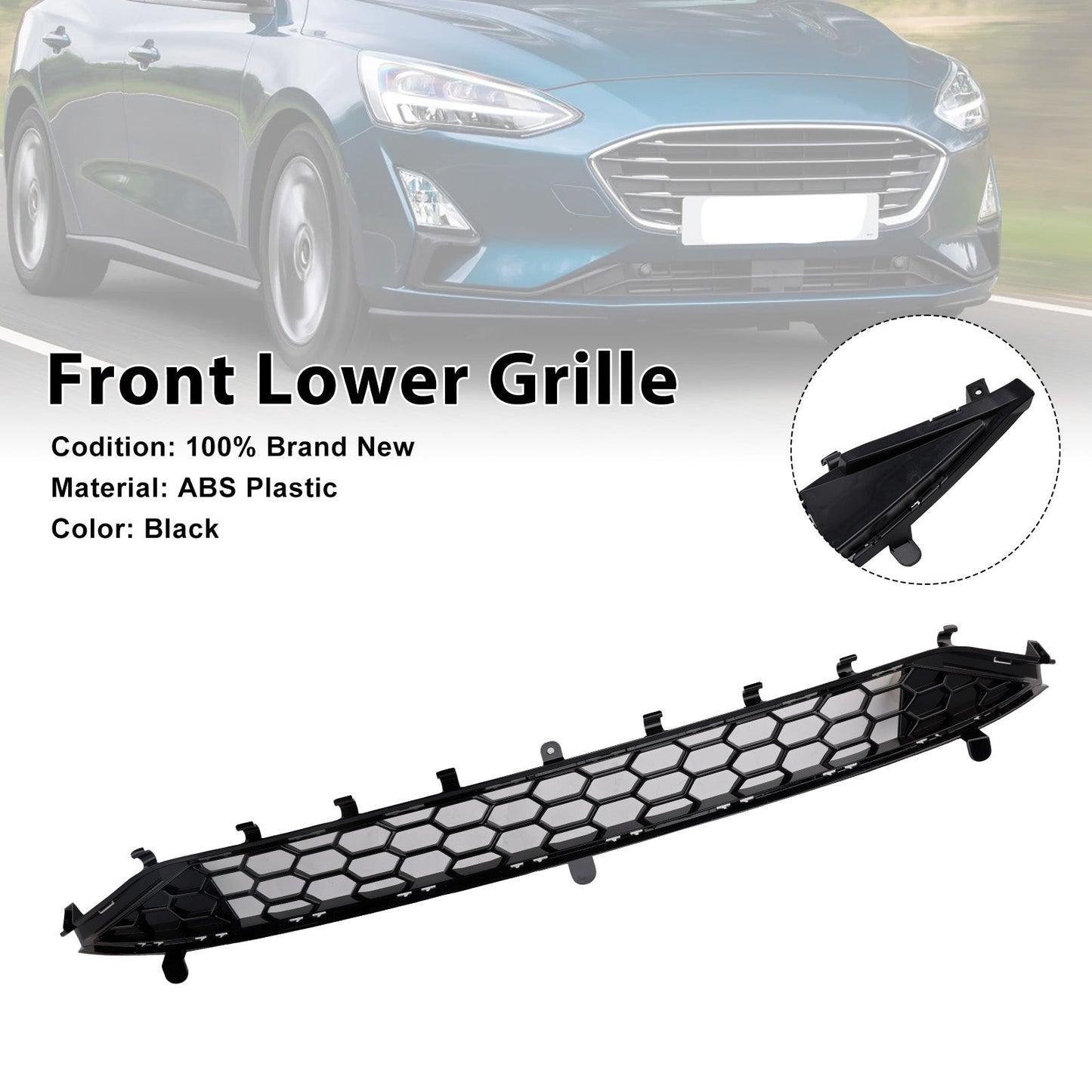 2018-2021 Ford Focus MK4 St Style Front Bumper Lower Grill Grille Black