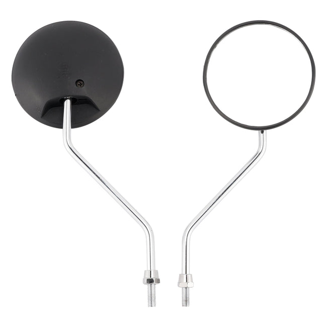 Round Black with Chrome Arm Mirror 8mm For Honda NA/NC/NN/NQ/NX/PA/SE/TG50 C70