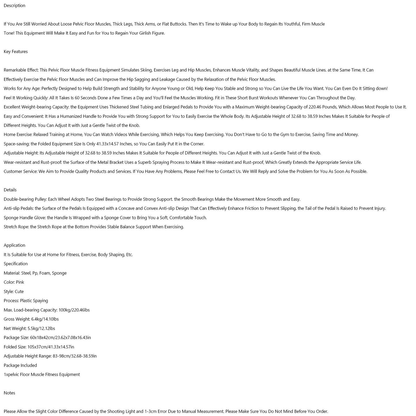 Ski Exercise Machine Leg Exercise Pelvic Muscle Hip Trainer Thigh Exerciser