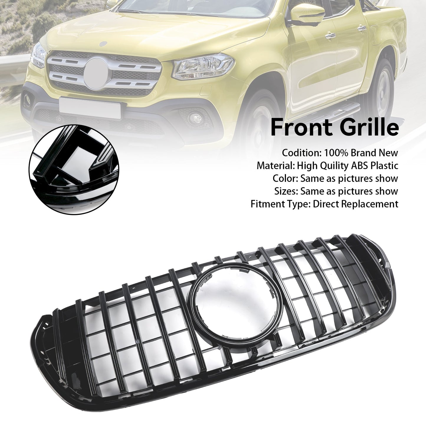 2017-2019 Mercedes Benz X-Class X470 Black Front Bumper Grille Grill
