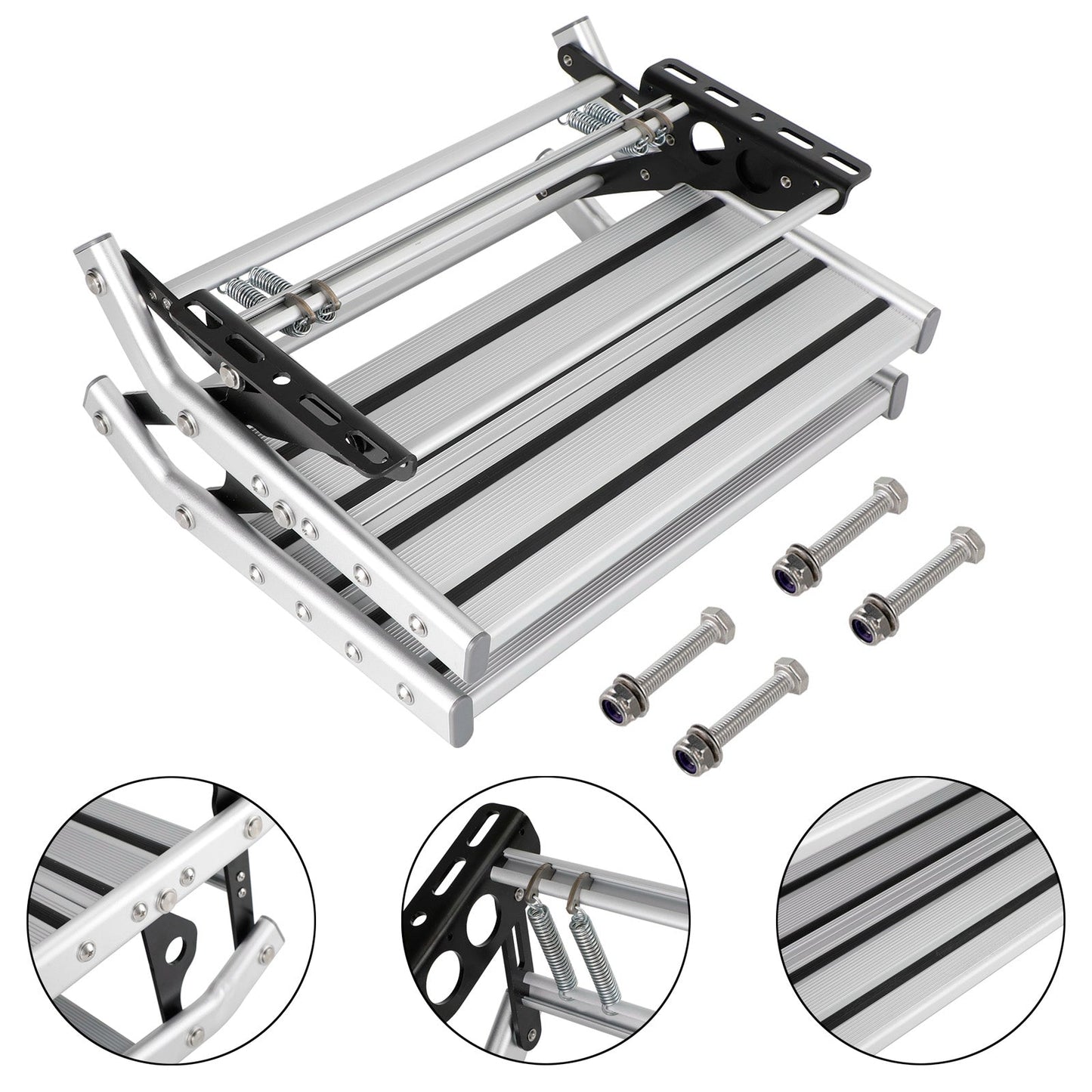 Aluminum Folding Caravan Steps Manual Double Pull Out Drop Down For Motorhome RV Campervan