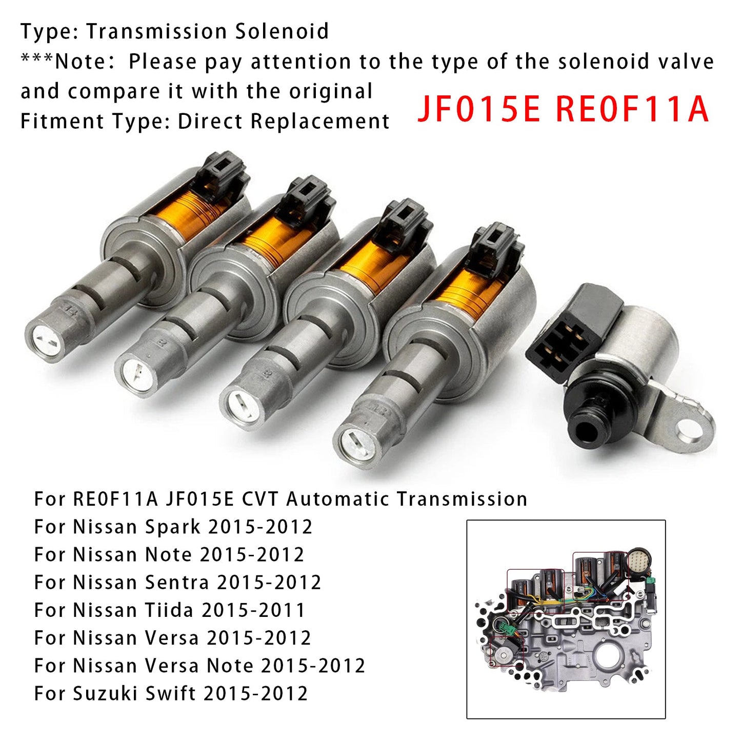 2012-2015 Suzuki Swift JF015E RE0F11A CTV Transmission Solenoid Kit