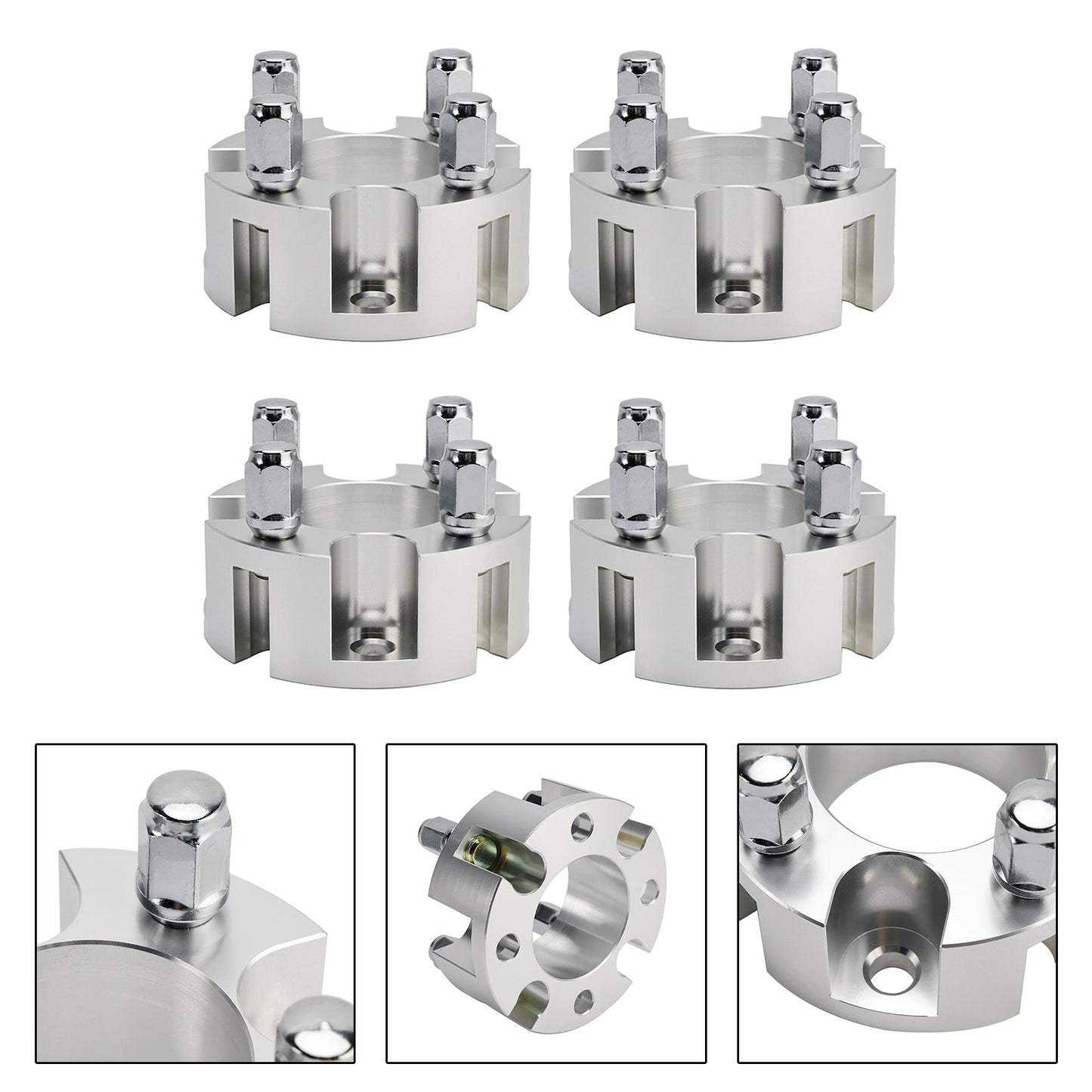 Yamaha Club Car Ezgo 2" Wheel Spacers Kit Cable Golf Carts Lug Nuts Silver