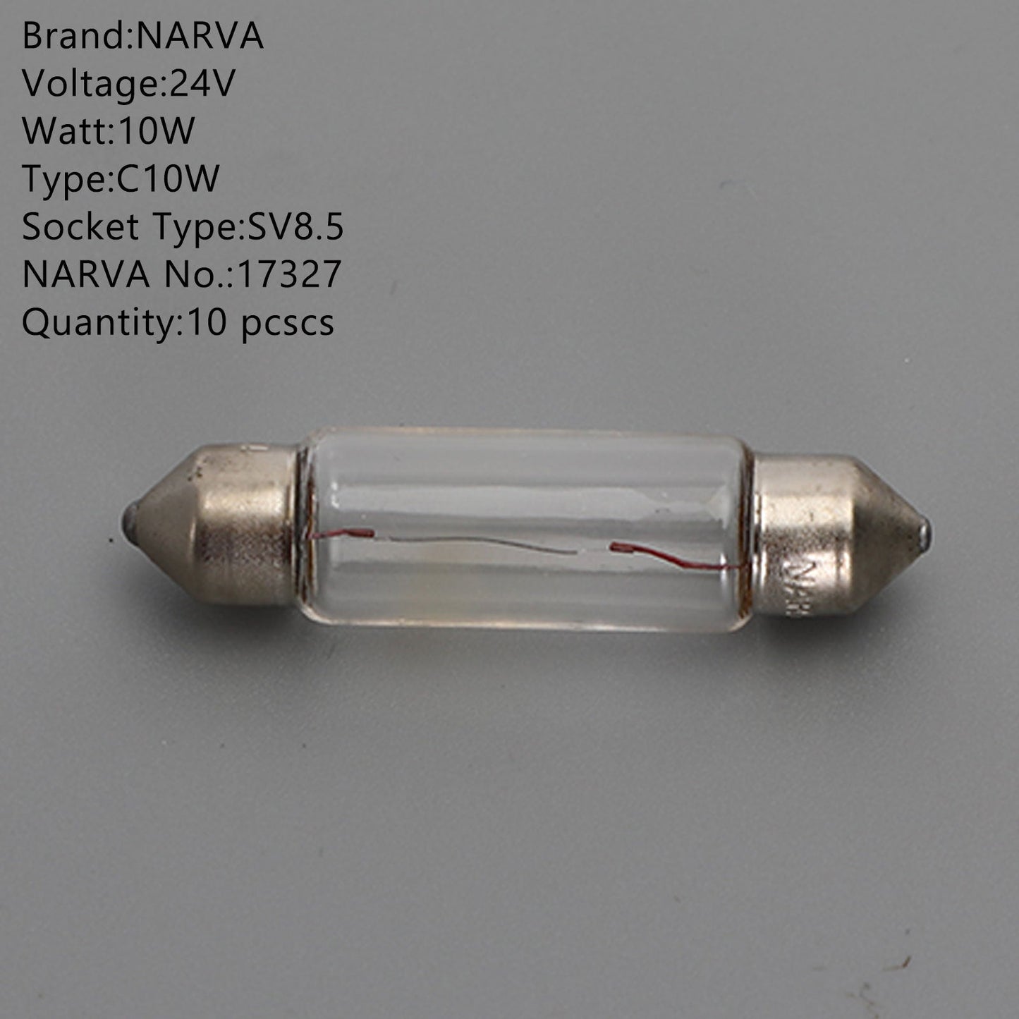 10x For NARVA 17327 Car Auxiliary Bulbs C10W 24V10W SV8.5