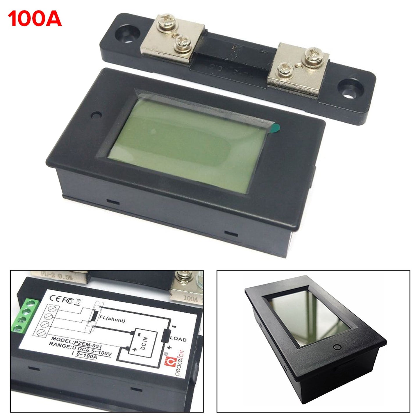 100A DC Digital Watt KWH Current Power Energy Meter Ammeter Voltmeter 100V