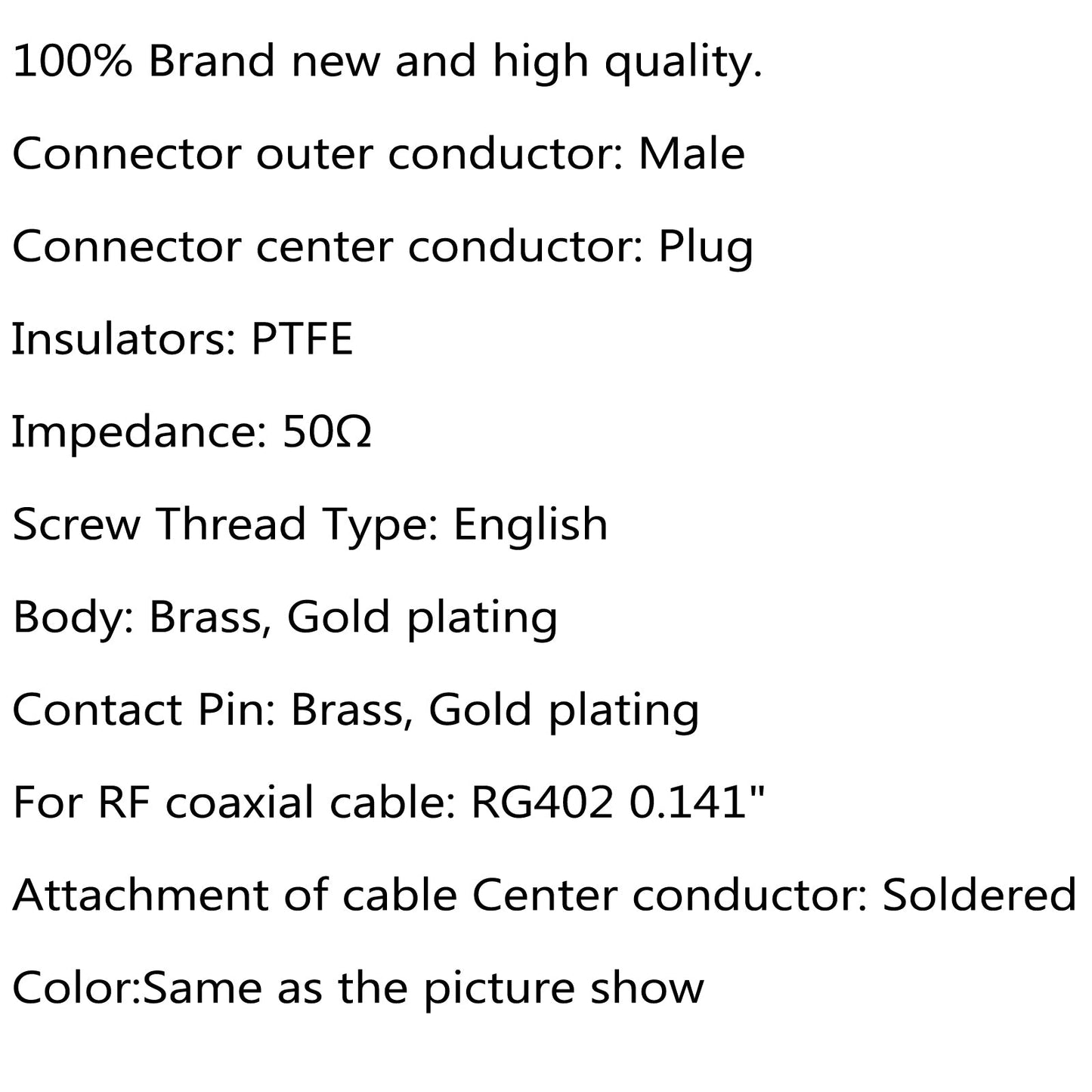 10Pcs Connector SMA Male Plug Solder RG402 0.141" Semi-rigid Cable Straight