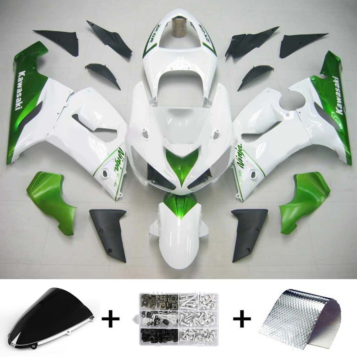 2005-2006 Kawasaki ZX6R 636 Amotopart Injection Fairing Kit Bodywork Plastic ABS #128