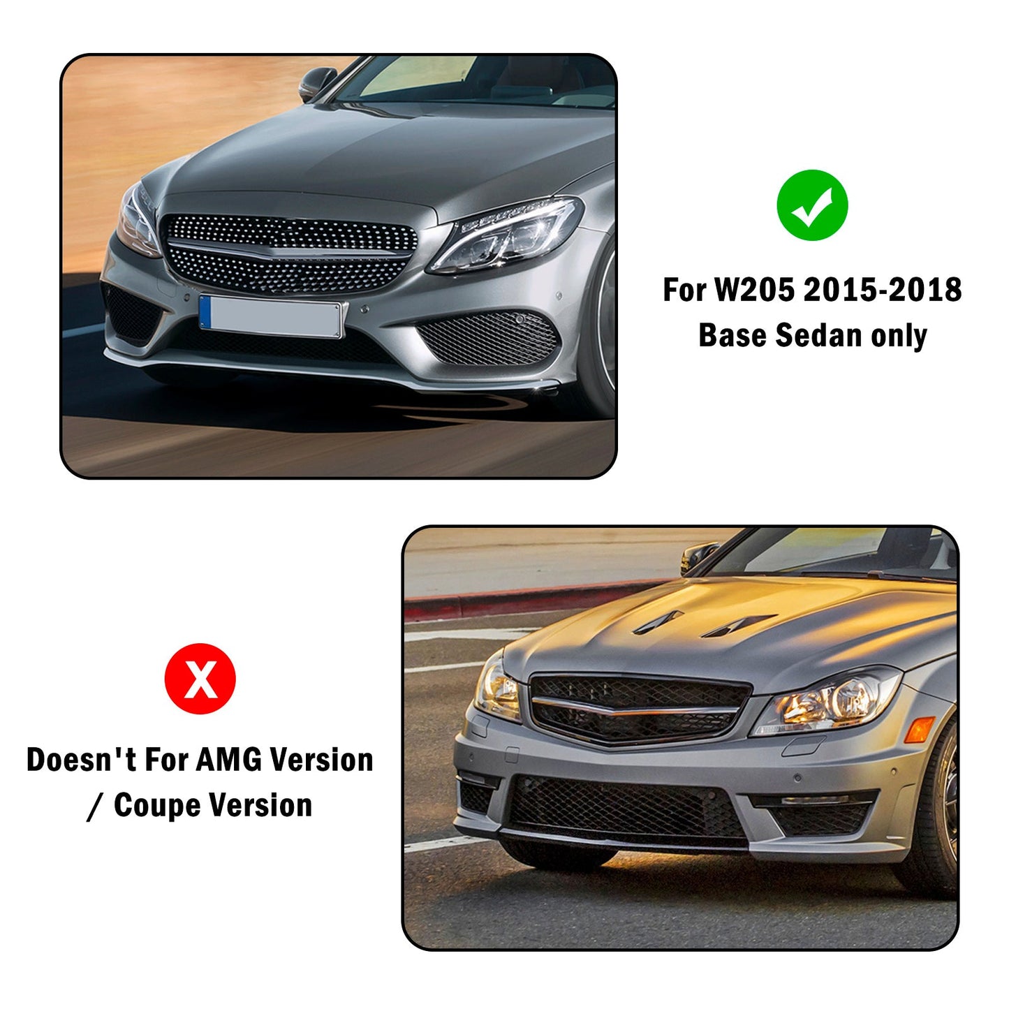 2015-2018 MERCEDES BENZ C-CLASS W205 Base Sedan Mesh Front Fog Light Cover