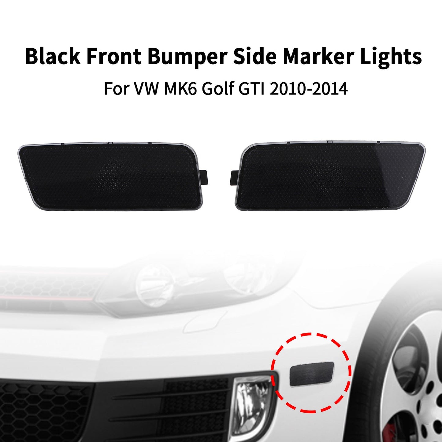 Smoked Front Bumper Side Marker Lights For VW MK6 Golf GTI 2010-2014