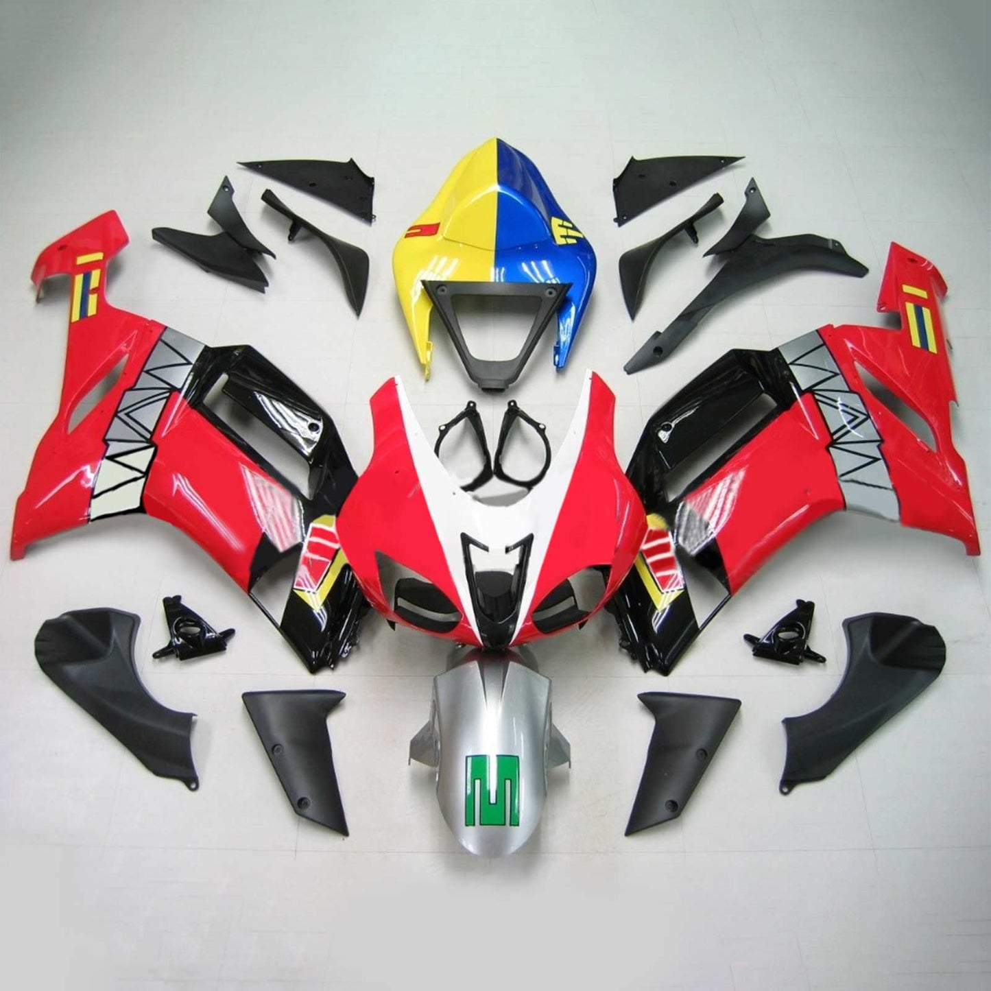 2007-2008 Kawasaki ZX6R 636 Amotopart Injection Fairing Kit Bodywork Plastic ABS #135