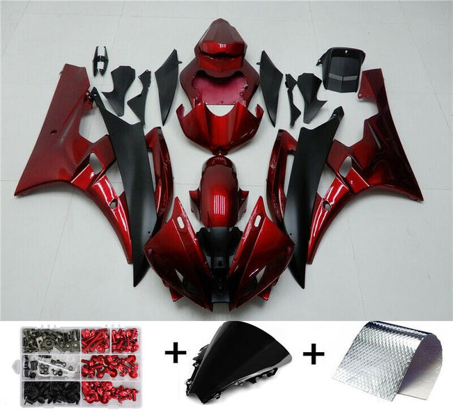 2006-2007 Yamaha YZF R6 Amotopart Fairing Red Black Fairing Kit