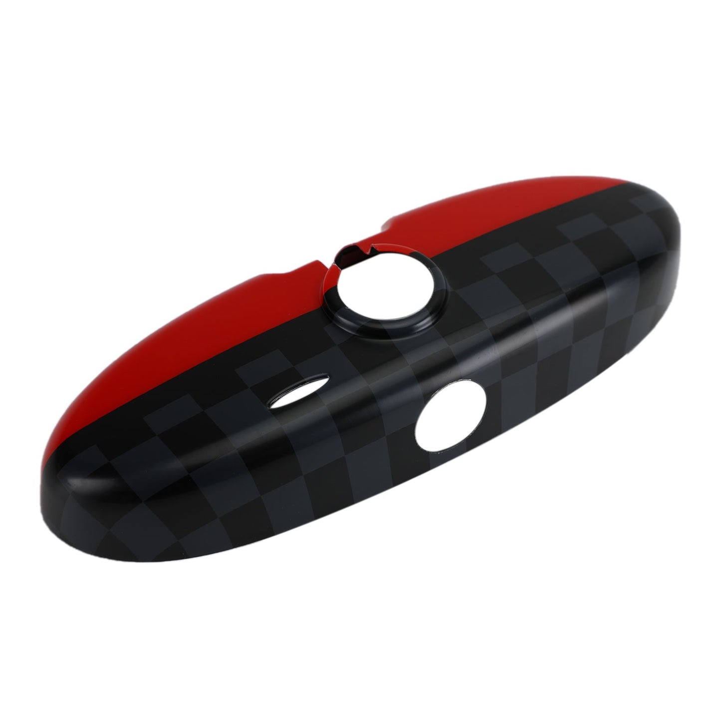Black/Grey Checkered Red Rear View Mirror Cover For BMW MINI Cooper R55 R56 R57