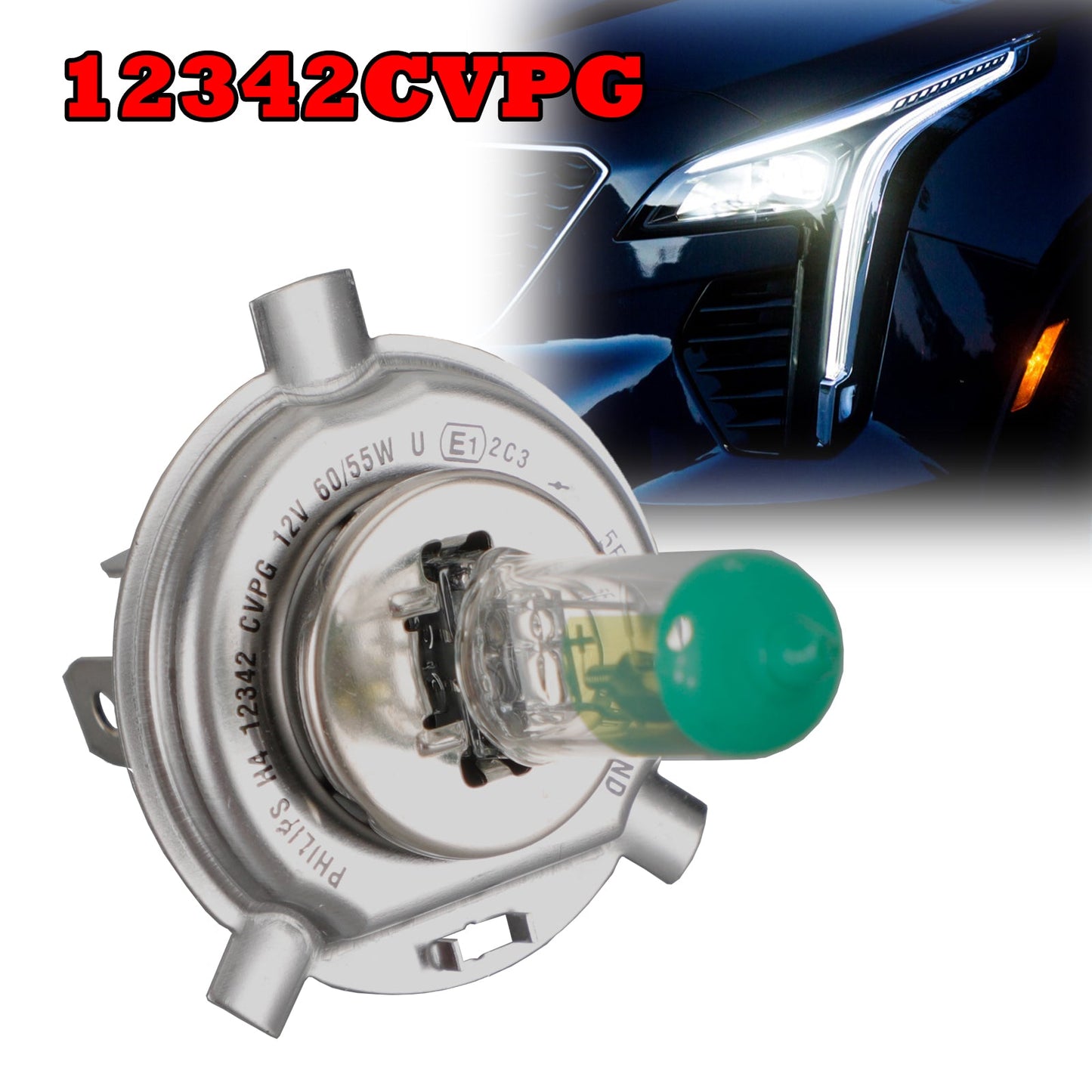 For Philips 12342CVPG Car Standard Halogen Headlight H4 12V60/55W P43t
