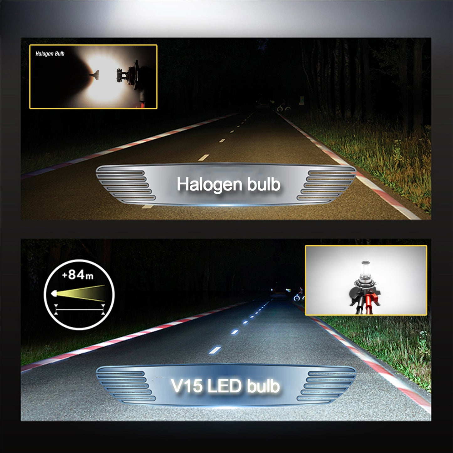 LED Headlight 6000K 2000W 300000LM Low Beam bulbs High Power