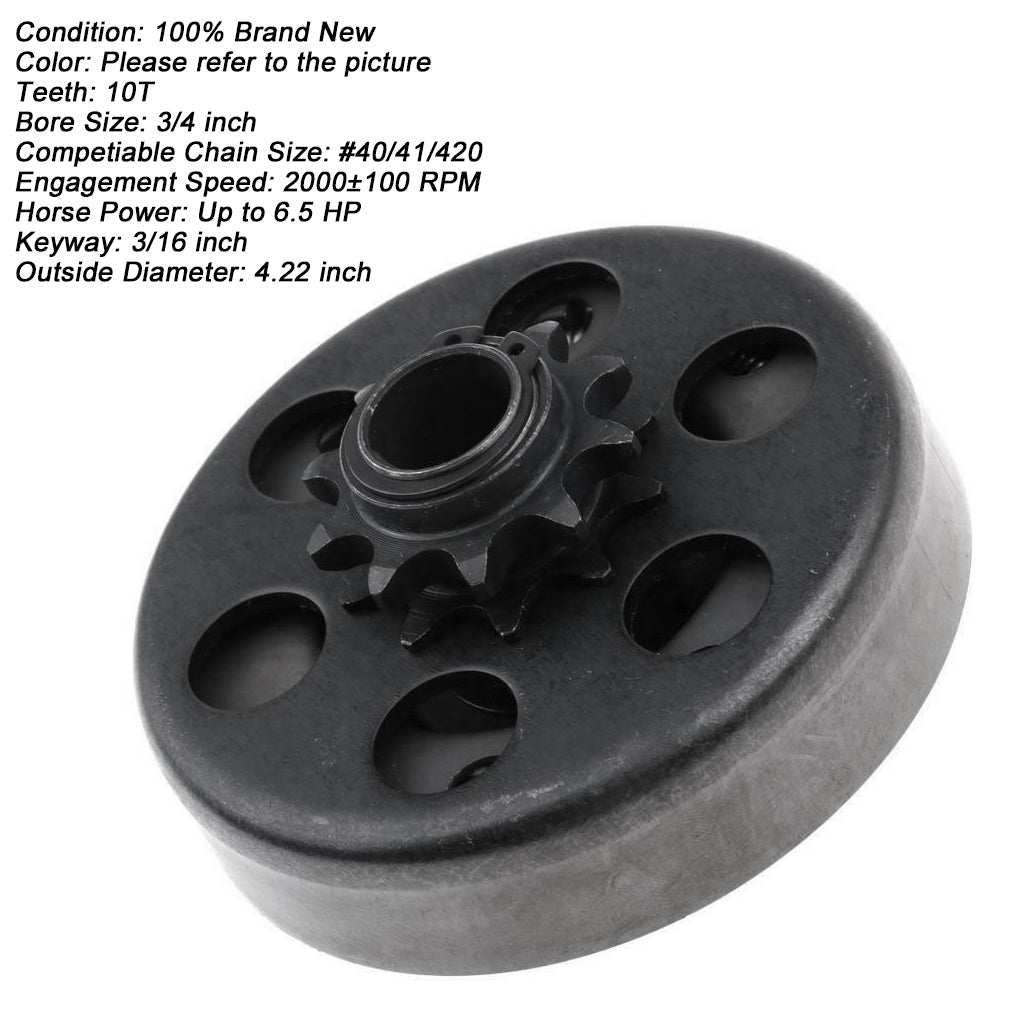 Performance Clutch 3/4'' Bore #40/41/420 Chain 10T Tooth For Go Kart Mini Bike