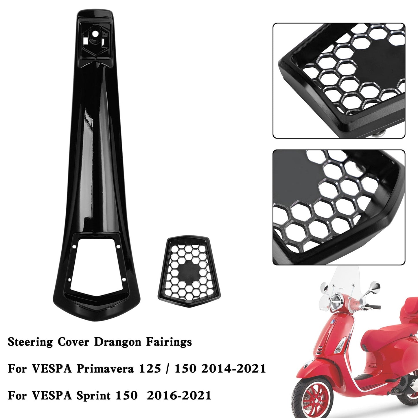 Steering Horn Cover fairing For VESPA Sprint Primavera 125/150 2014-2021 Black