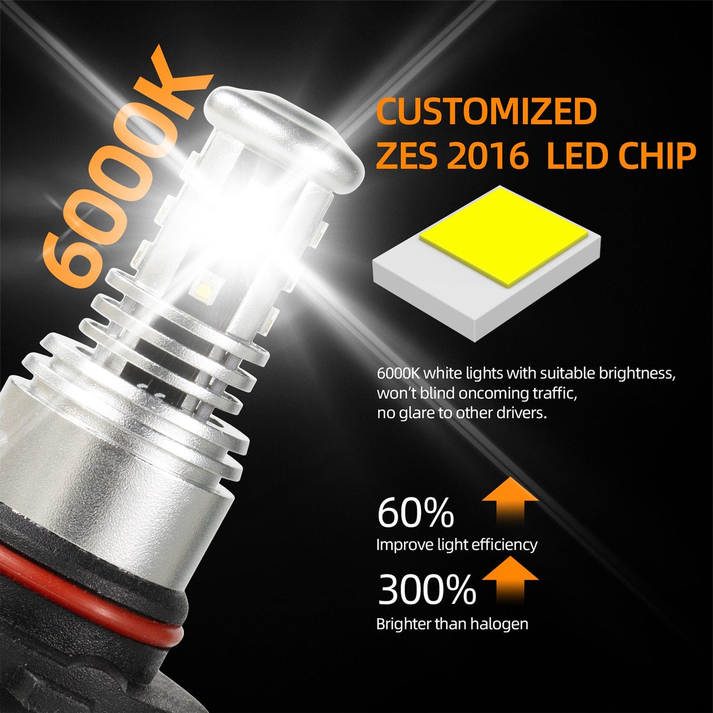 H8/H9/H11 LED Headlight 6000K 2000W 300000LM Low Beam bulbs High Power