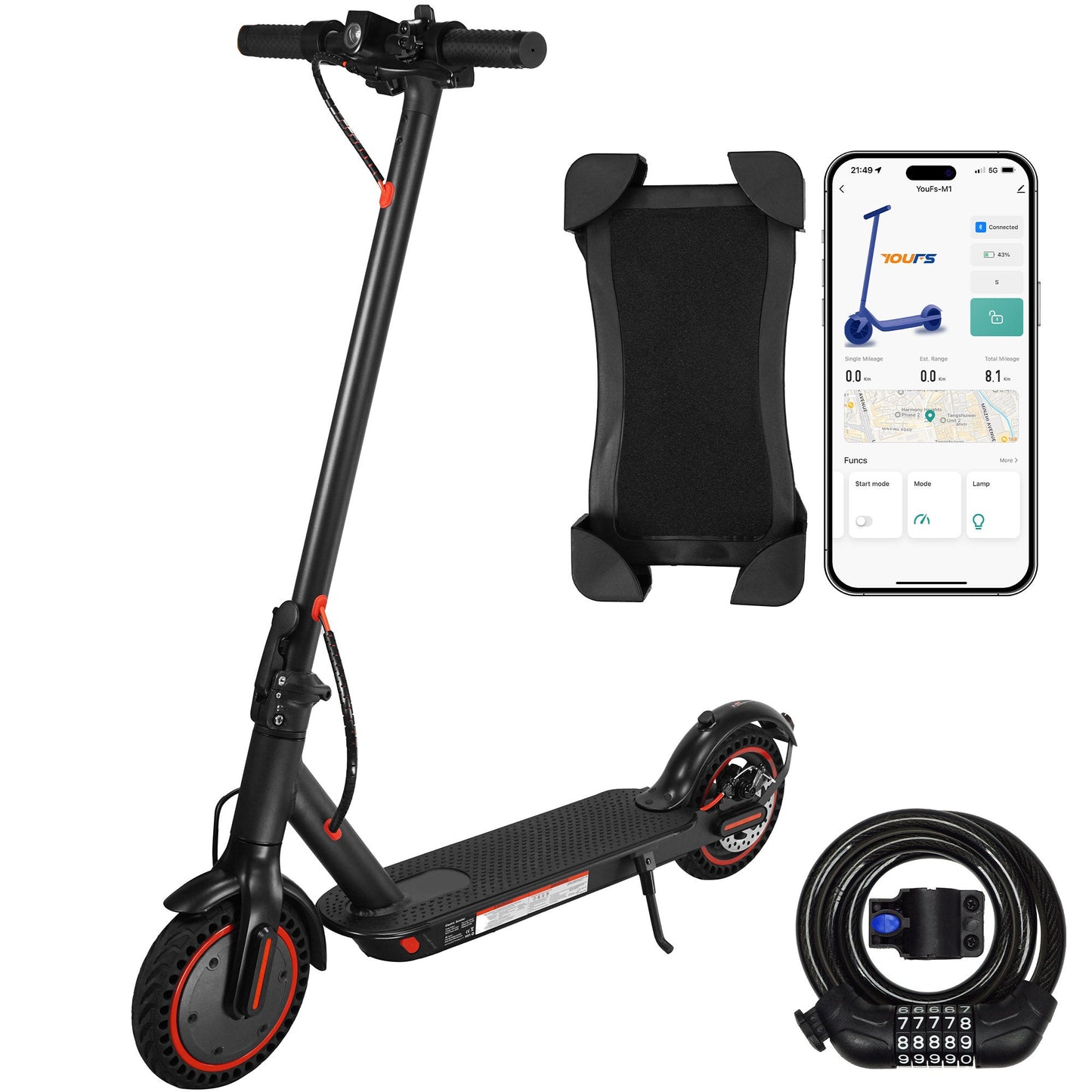 8.5" Folding Electric Scooter With app 350W 35KM Range 25km/h City Commute