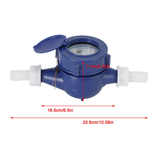 Cold Water Meter 15Mm 1/2 In Water Flow Meter With Fittings Garden & Home Usage