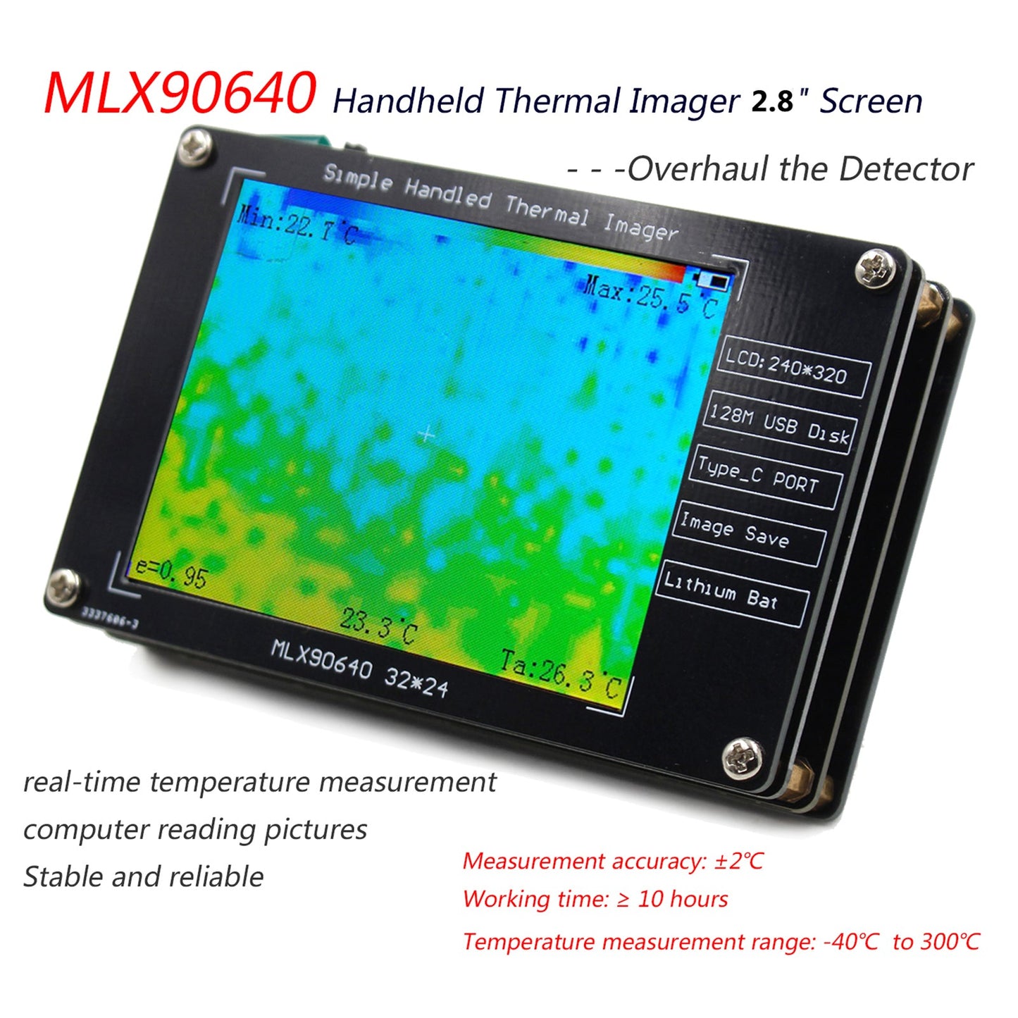 MLX90640 Digital Thermal Imager 2.8" Infrared Temperature Sensors Detection Tool